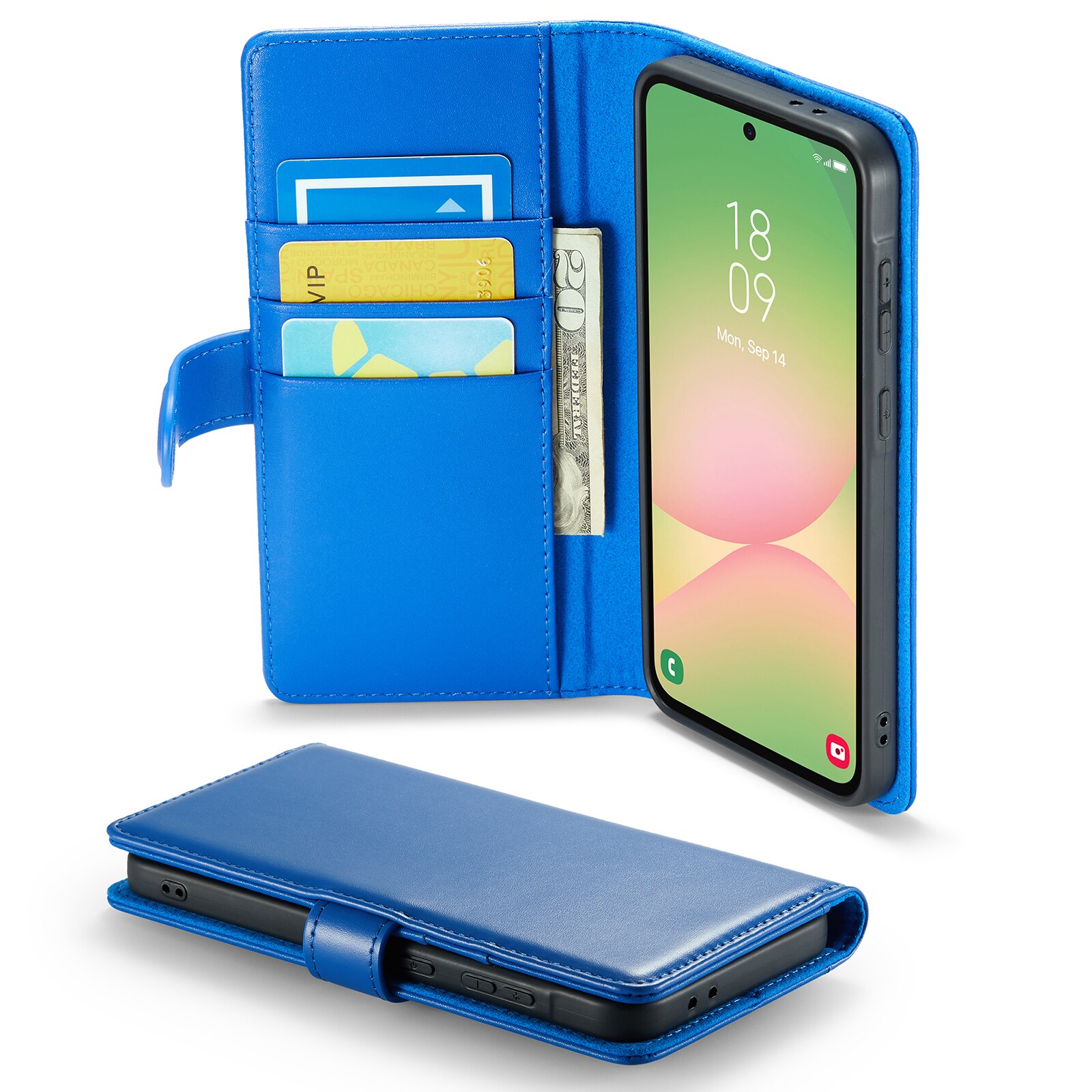 Samsung Galaxy A56 Genuine Leather Wallet Case Blue