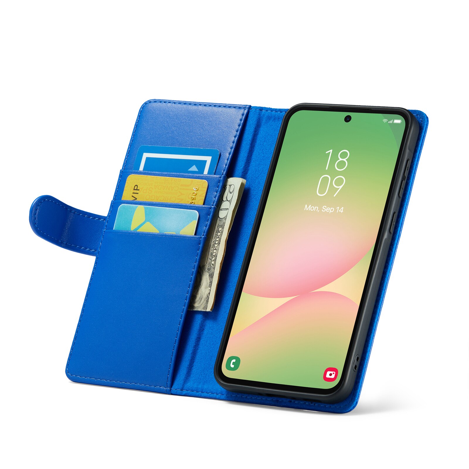 Samsung Galaxy A56 Genuine Leather Wallet Case Blue