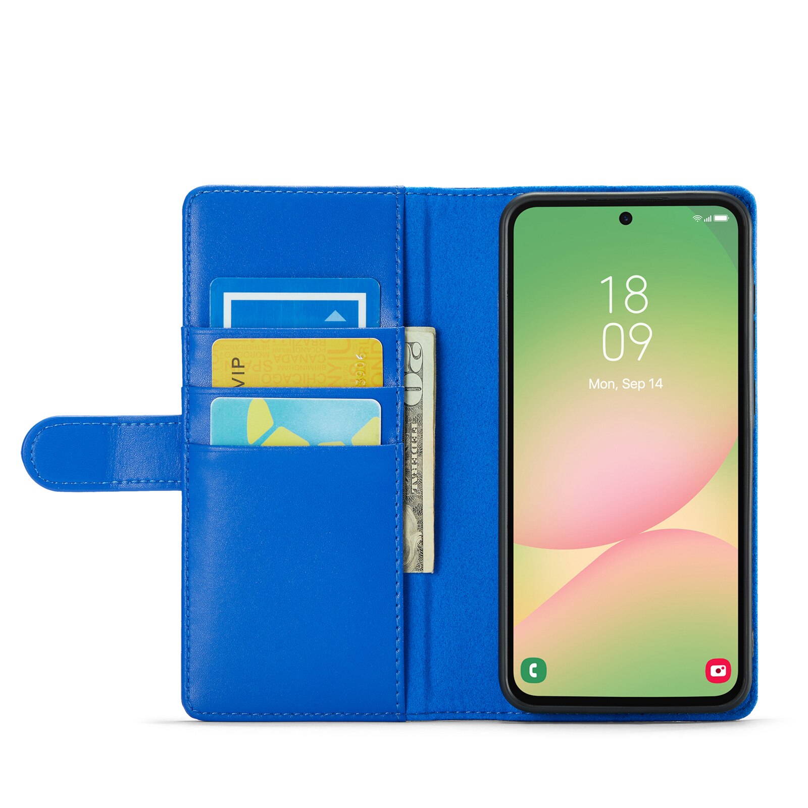 Samsung Galaxy A56 Genuine Leather Wallet Case Blue