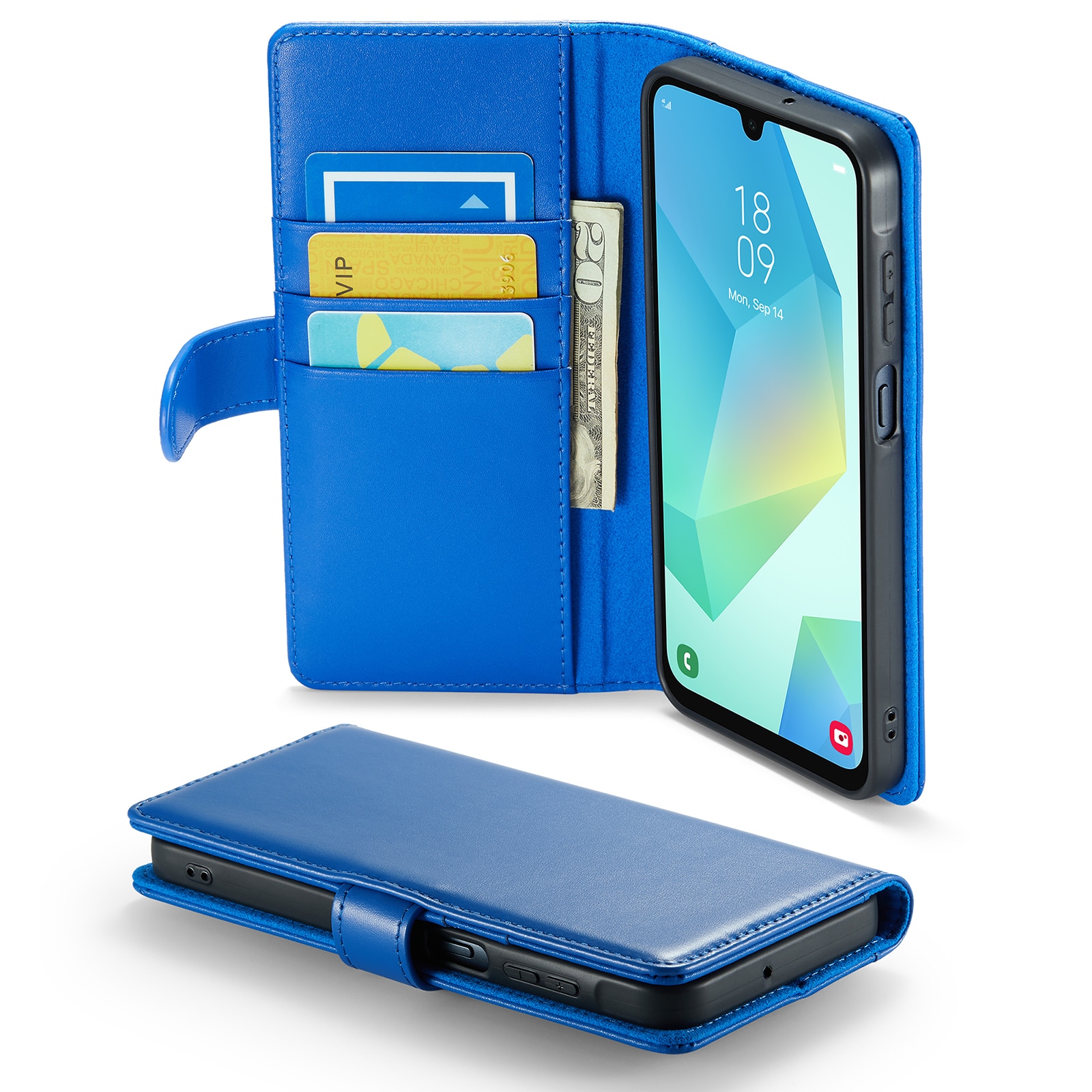 Samsung Galaxy A16 Genuine Leather Wallet Case Blue