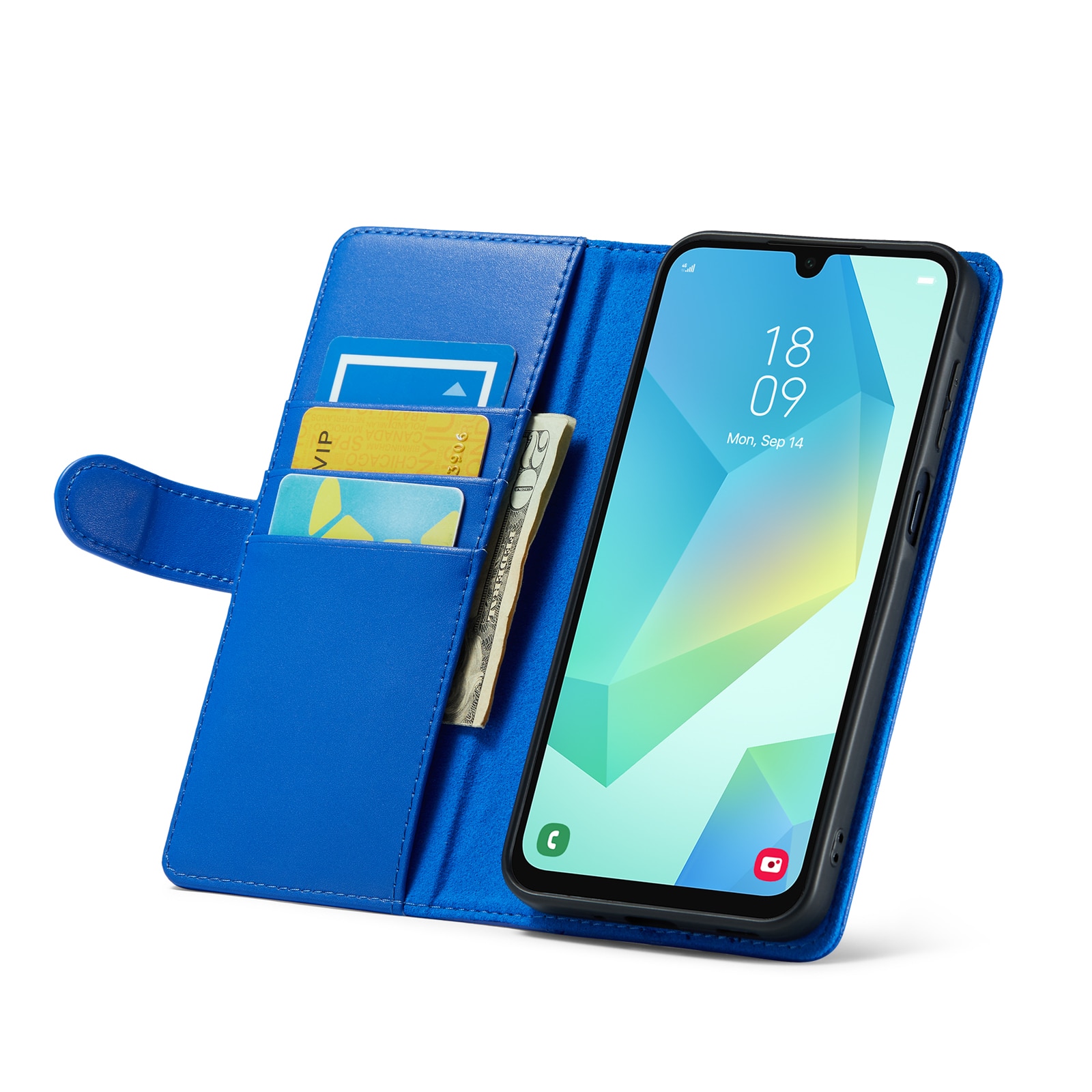 Samsung Galaxy A16 Genuine Leather Wallet Case Blue