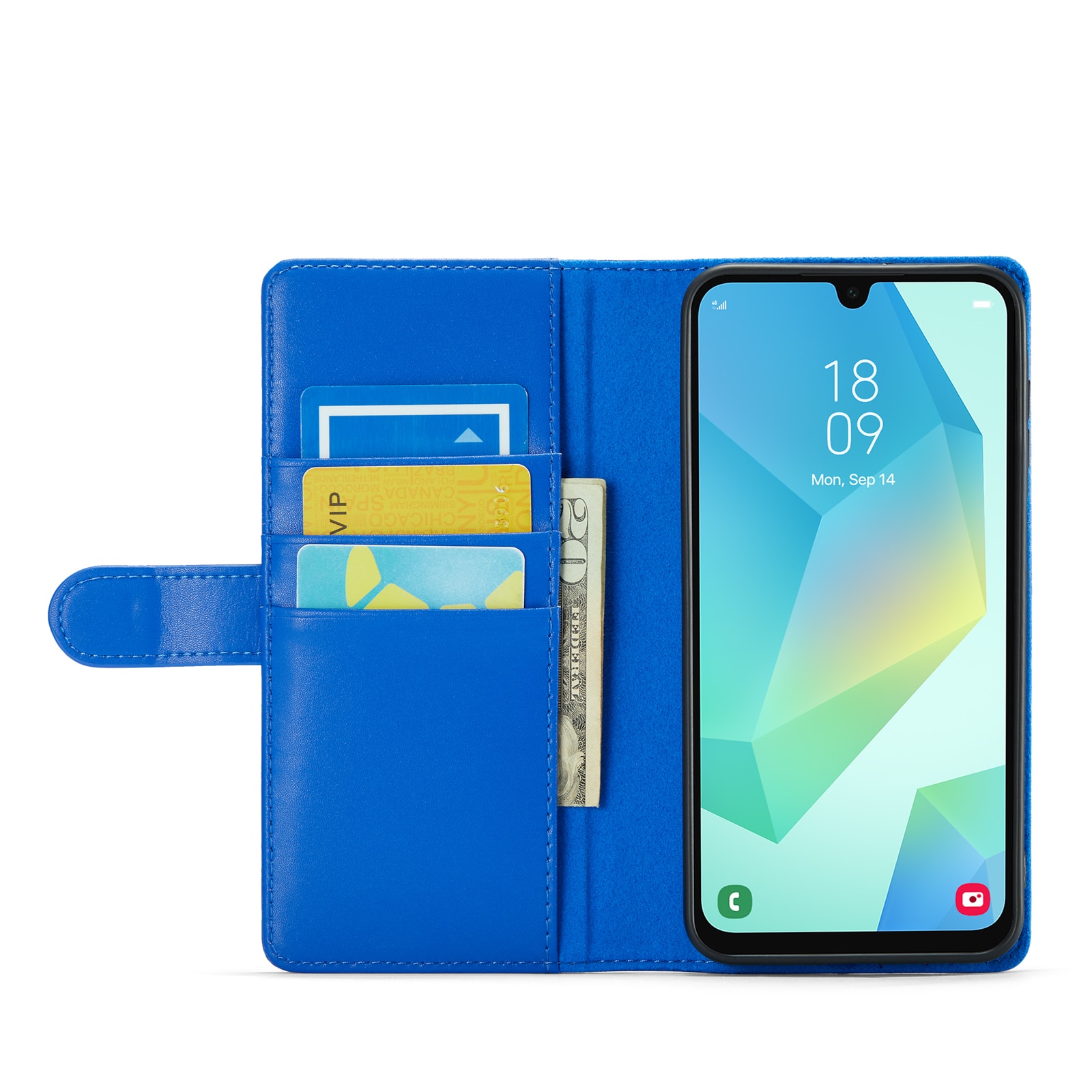 Samsung Galaxy A16 Genuine Leather Wallet Case Blue