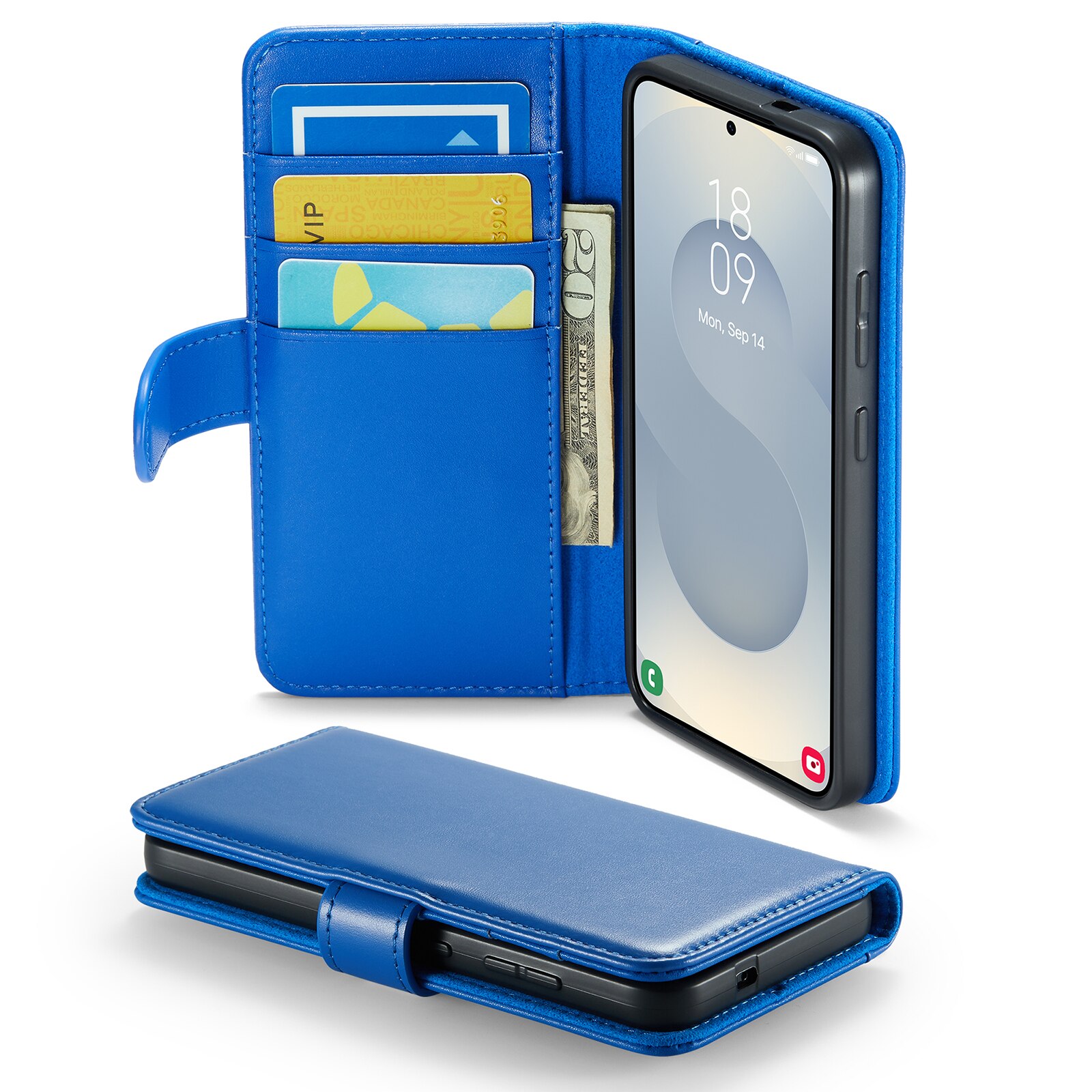 Samsung Galaxy A17 Genuine Leather Wallet Case Blue