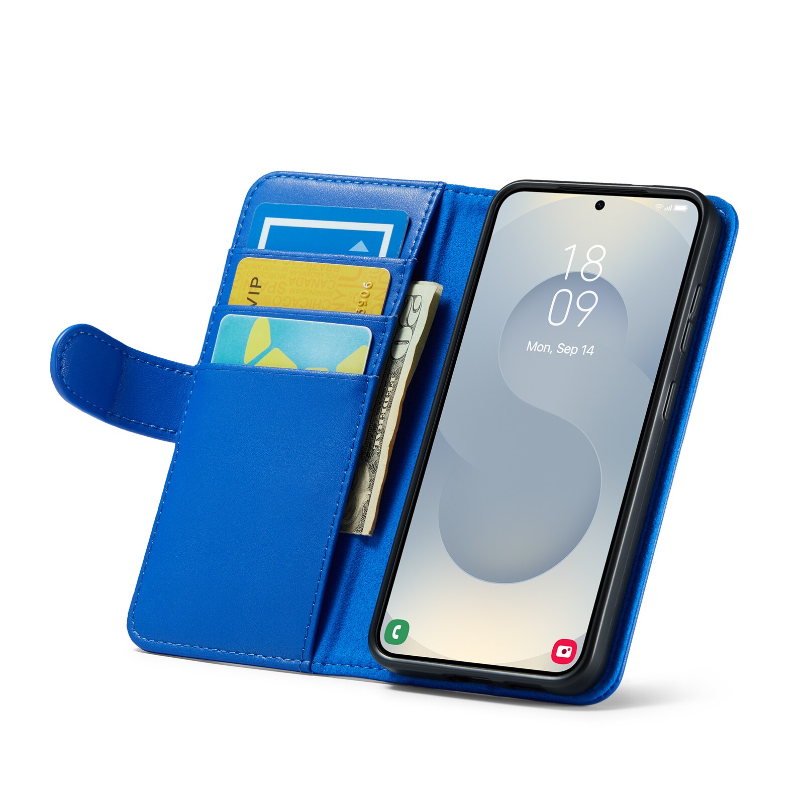 Samsung Galaxy A17 Genuine Leather Wallet Case Blue