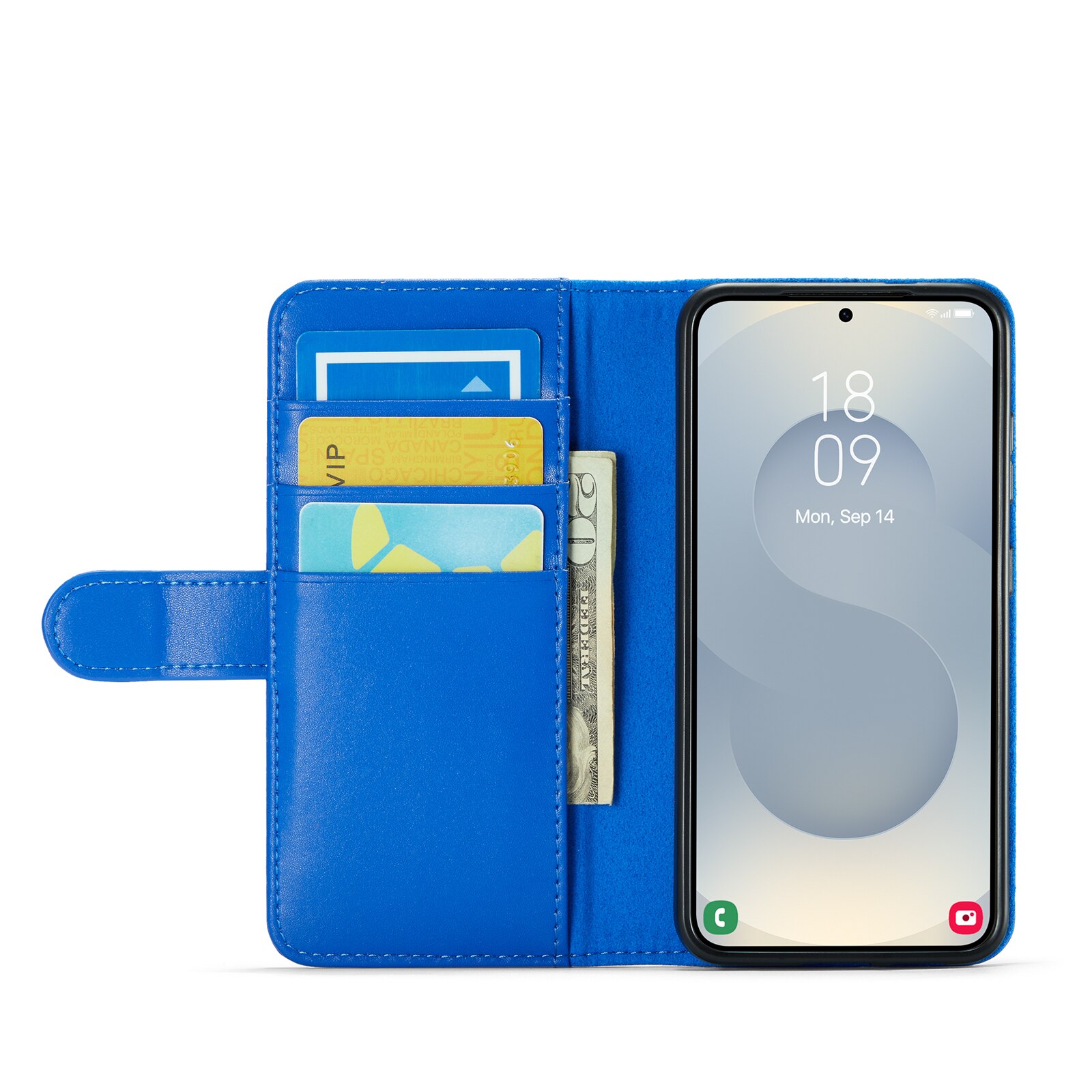 Samsung Galaxy A17 Genuine Leather Wallet Case Blue