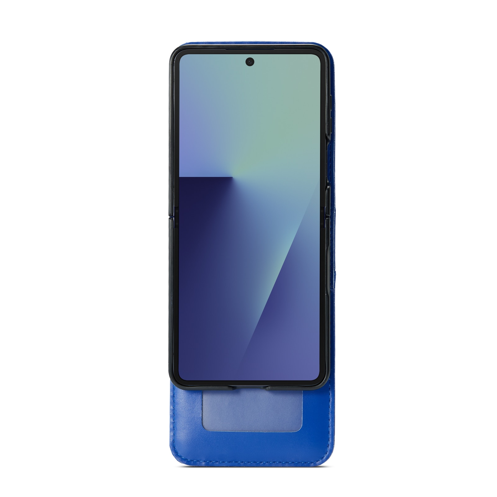 Samsung Galaxy Z Flip 7 Genuine Leather Wallet Case Blue