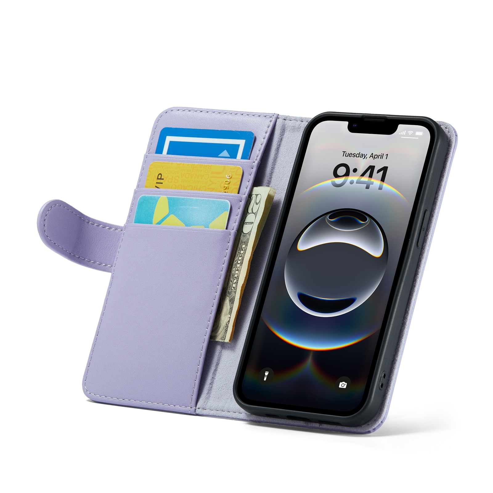 iPhone 12/iPhone 12 Pro Genuine Leather Wallet Case Purple