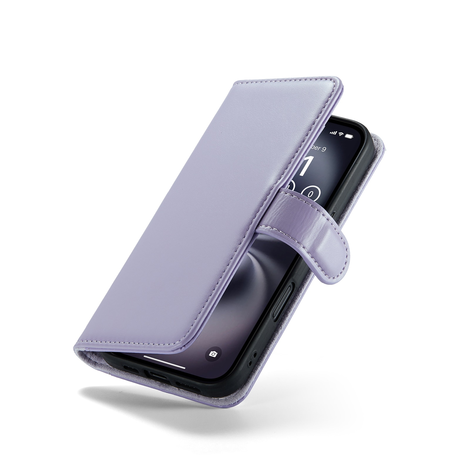 iPhone 16 Genuine Leather Wallet Case Purple