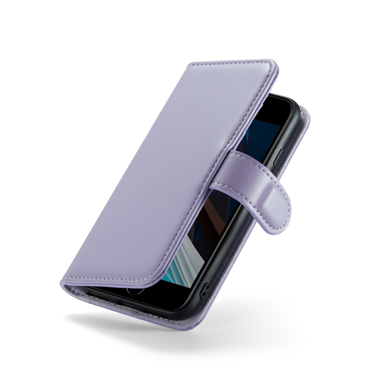 iPhone SE 2022 Genuine Leather Wallet Case Purple