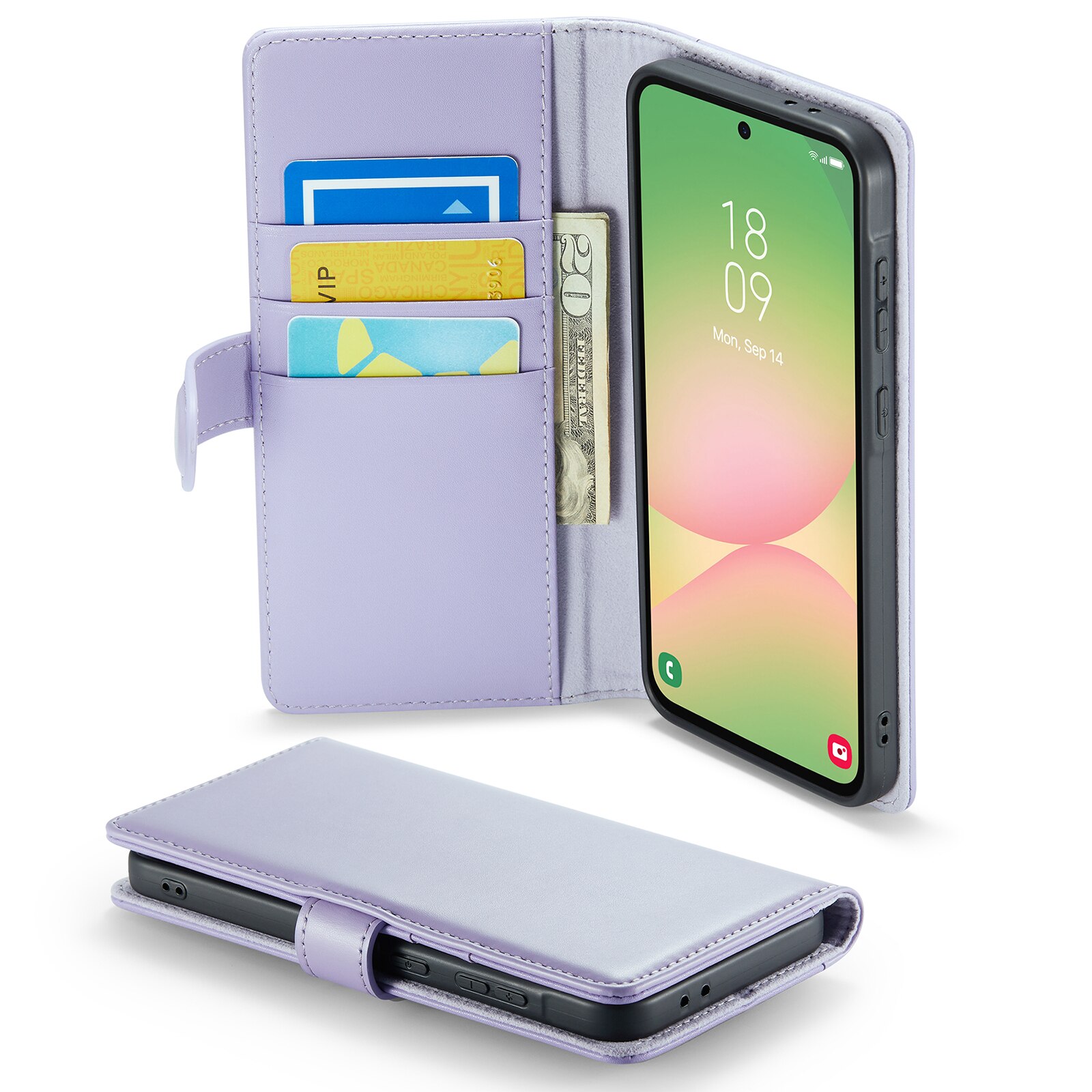 Samsung Galaxy A56 Genuine Leather Wallet Case Purple