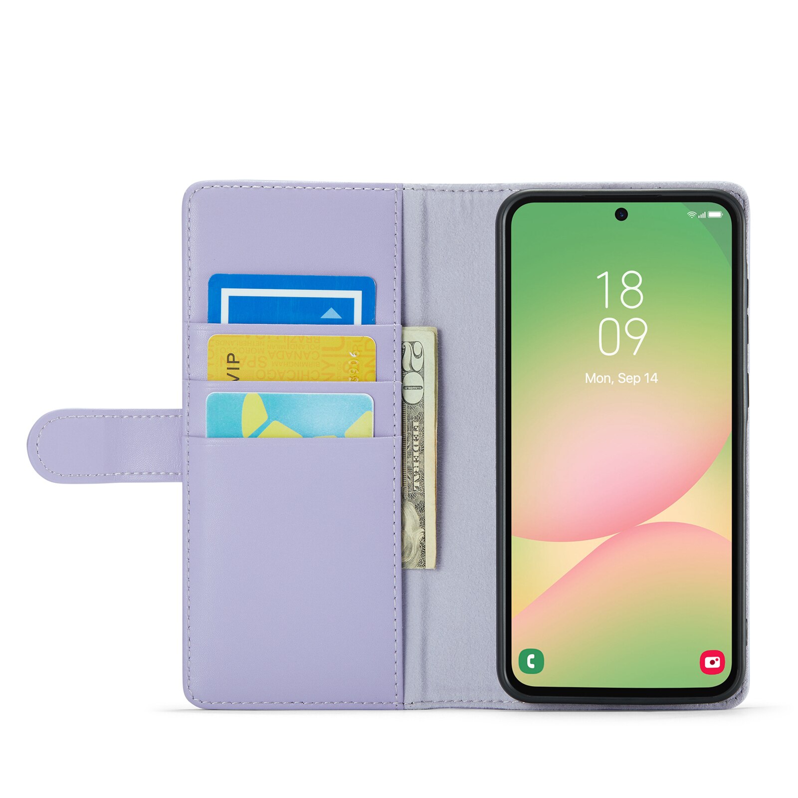 Samsung Galaxy A56 Genuine Leather Wallet Case Purple