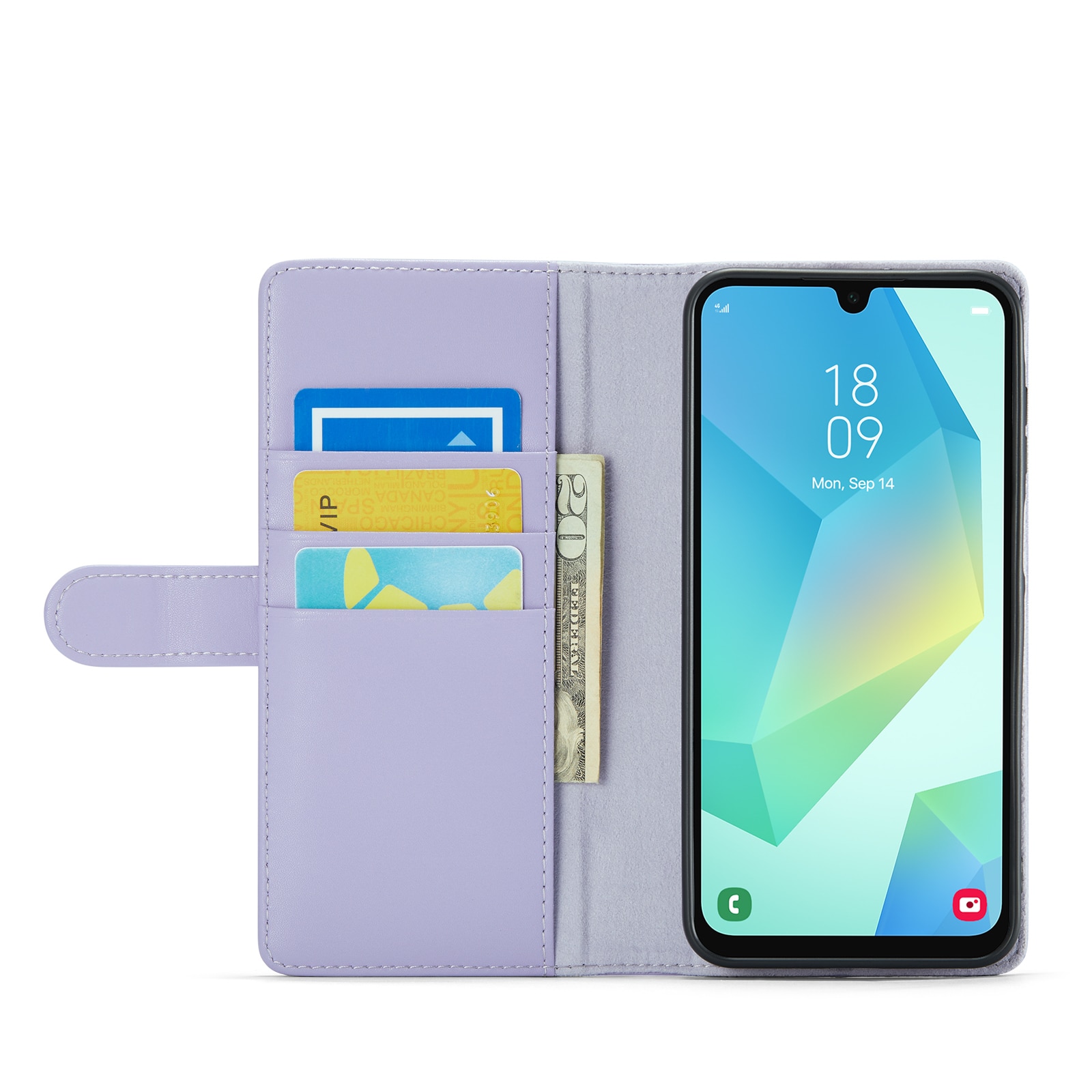 Samsung Galaxy A16 Genuine Leather Wallet Case Purple