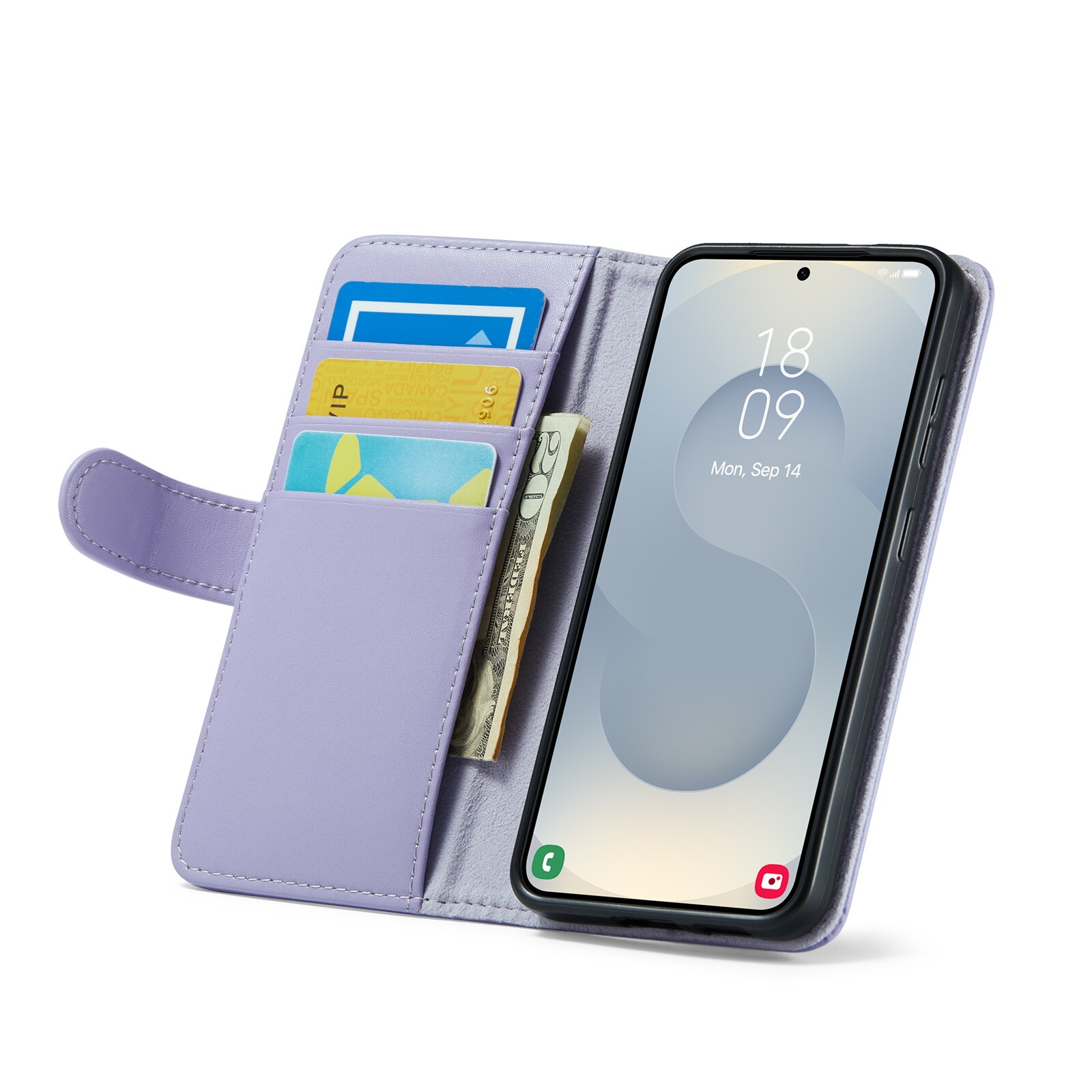 Samsung Galaxy S25 FE Genuine Leather Wallet Case Purple