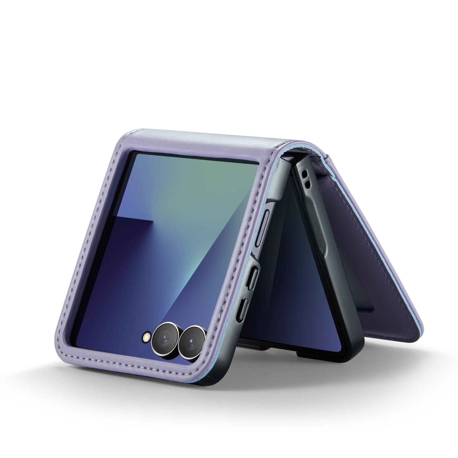 Samsung Galaxy Z Flip 7 Genuine Leather Wallet Case Purple