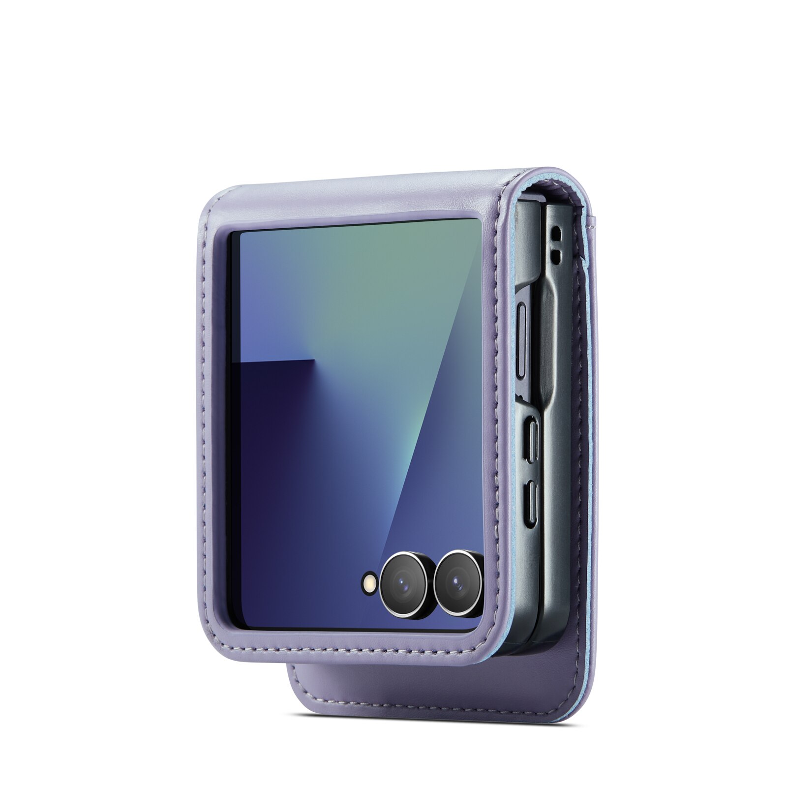 Samsung Galaxy Z Flip 7 Genuine Leather Wallet Case Purple