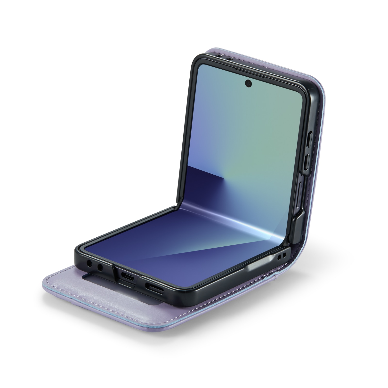 Samsung Galaxy Z Flip 7 Genuine Leather Wallet Case Purple