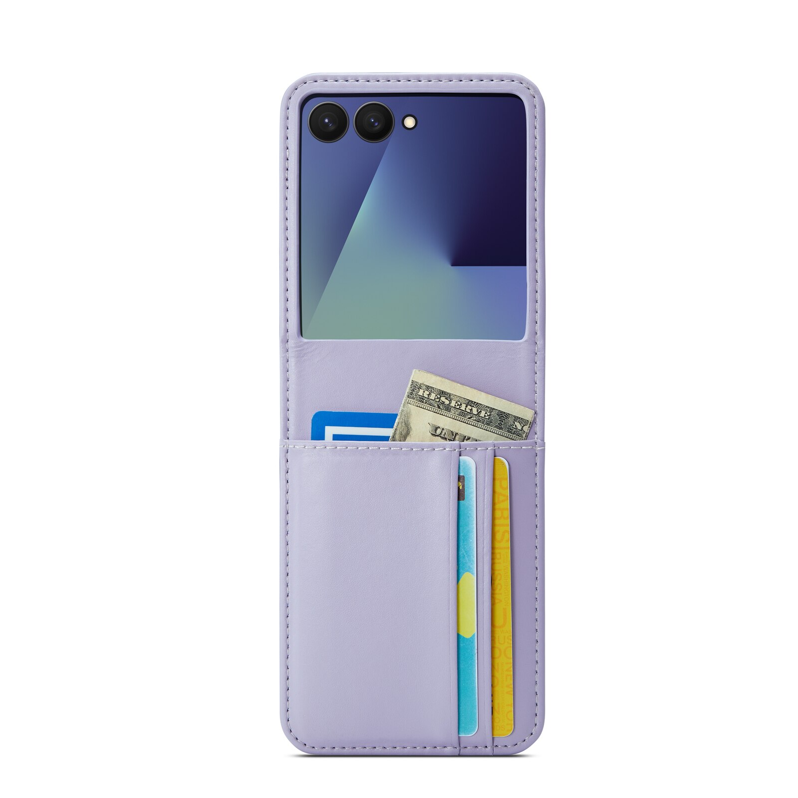 Samsung Galaxy Z Flip 7 Genuine Leather Wallet Case Purple