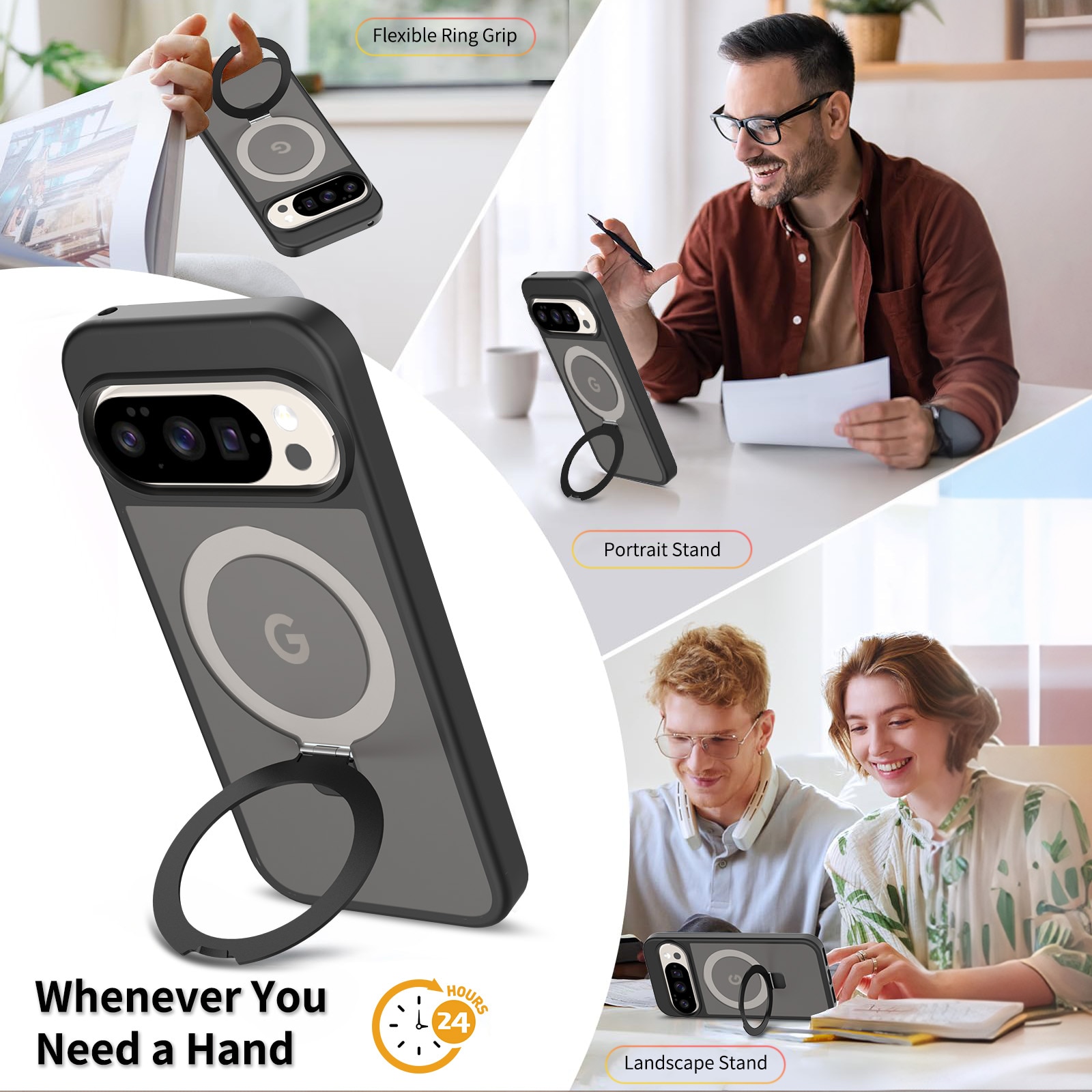 Google Pixel 9 Hybrid Case Magnetic Ring Black