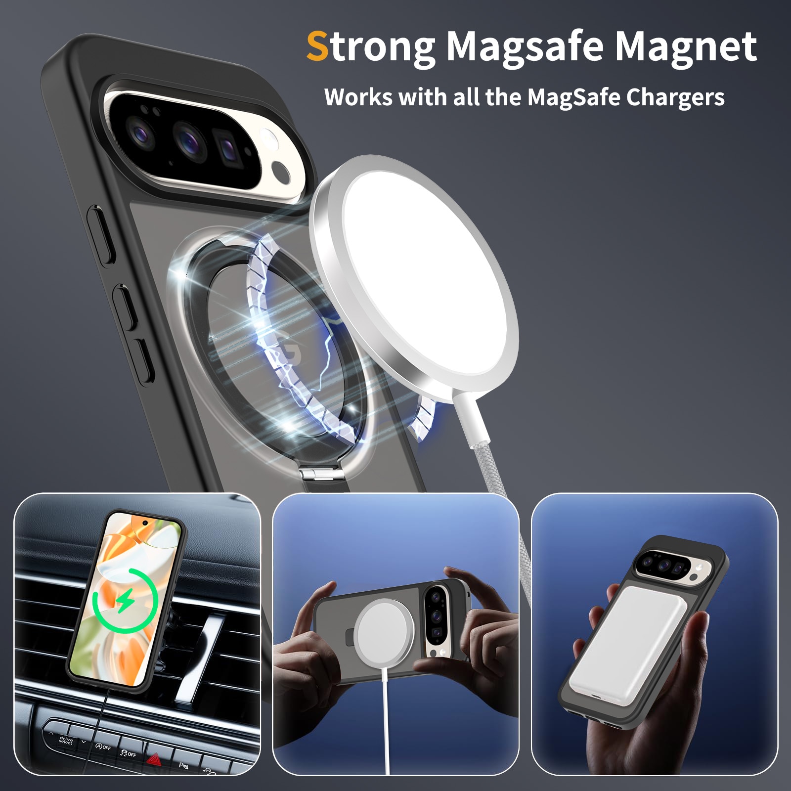 Google Pixel 9 Hybrid Case Magnetic Ring Black