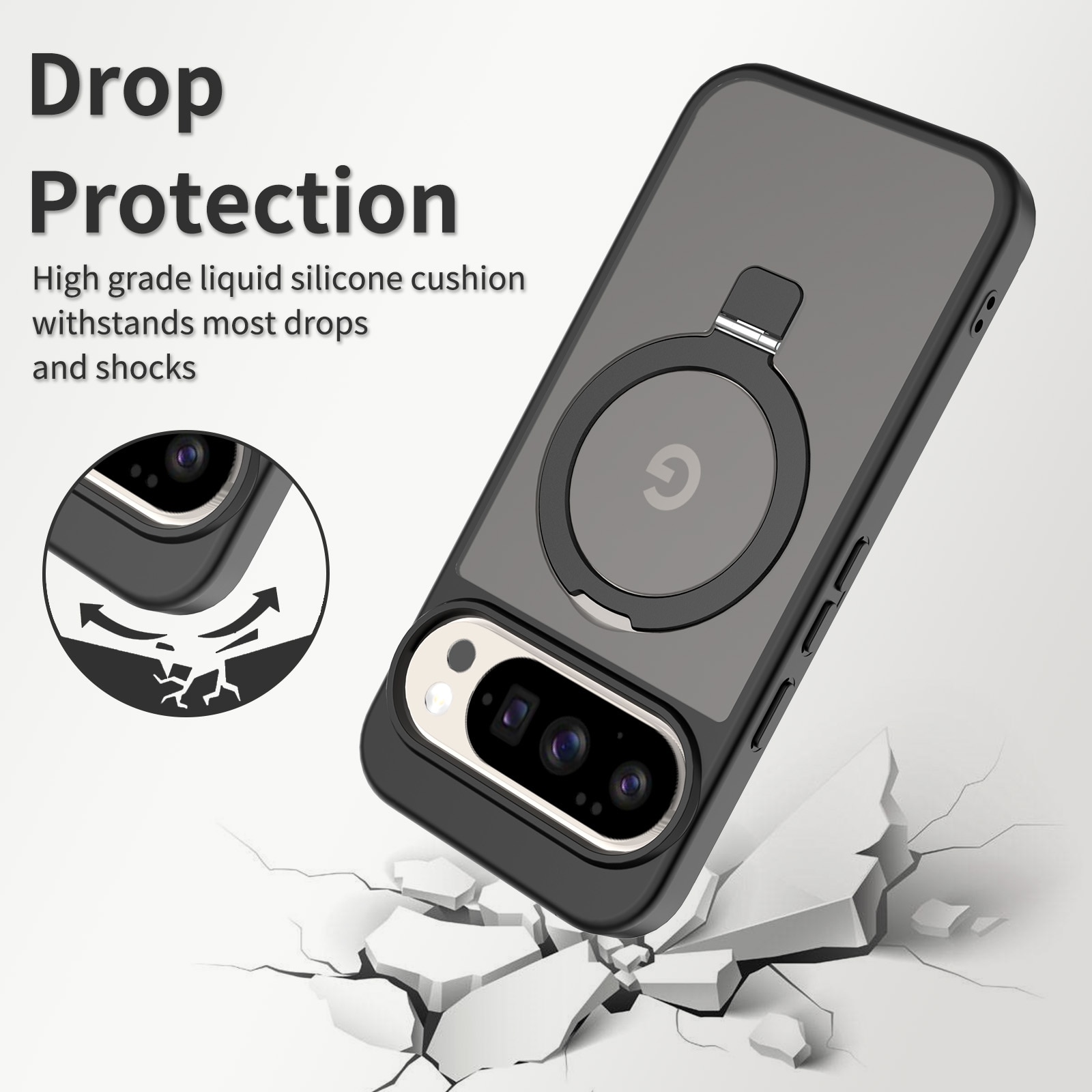 Google Pixel 9 Hybrid Case Magnetic Ring Black