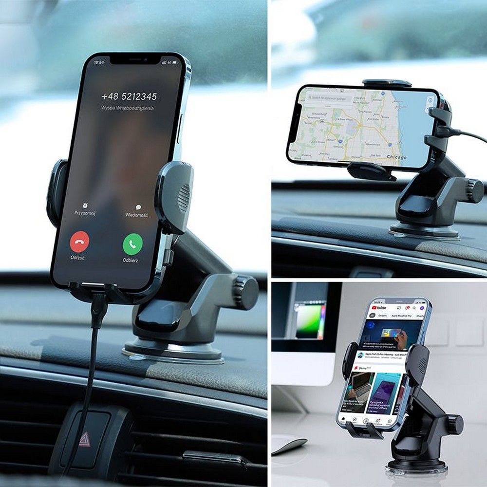 JR-ZS259 Dashboard Mechanical Car Phone Holder Black