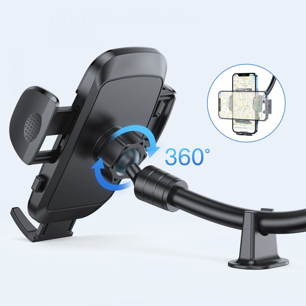 Car Phone Holder with Stabilizer Arm Black