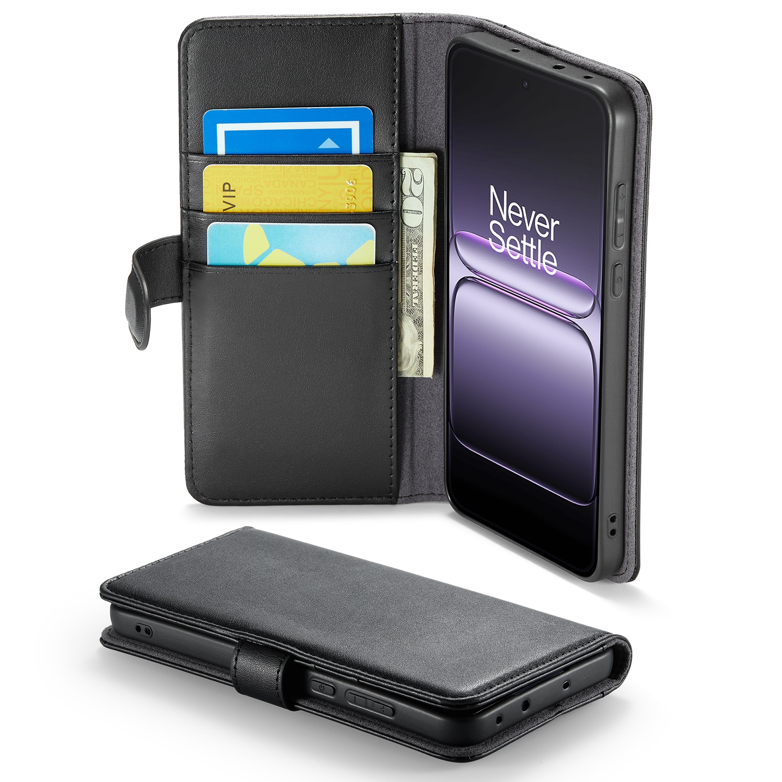 OnePlus Nord CE 5G Genuine Leather Wallet Case Black