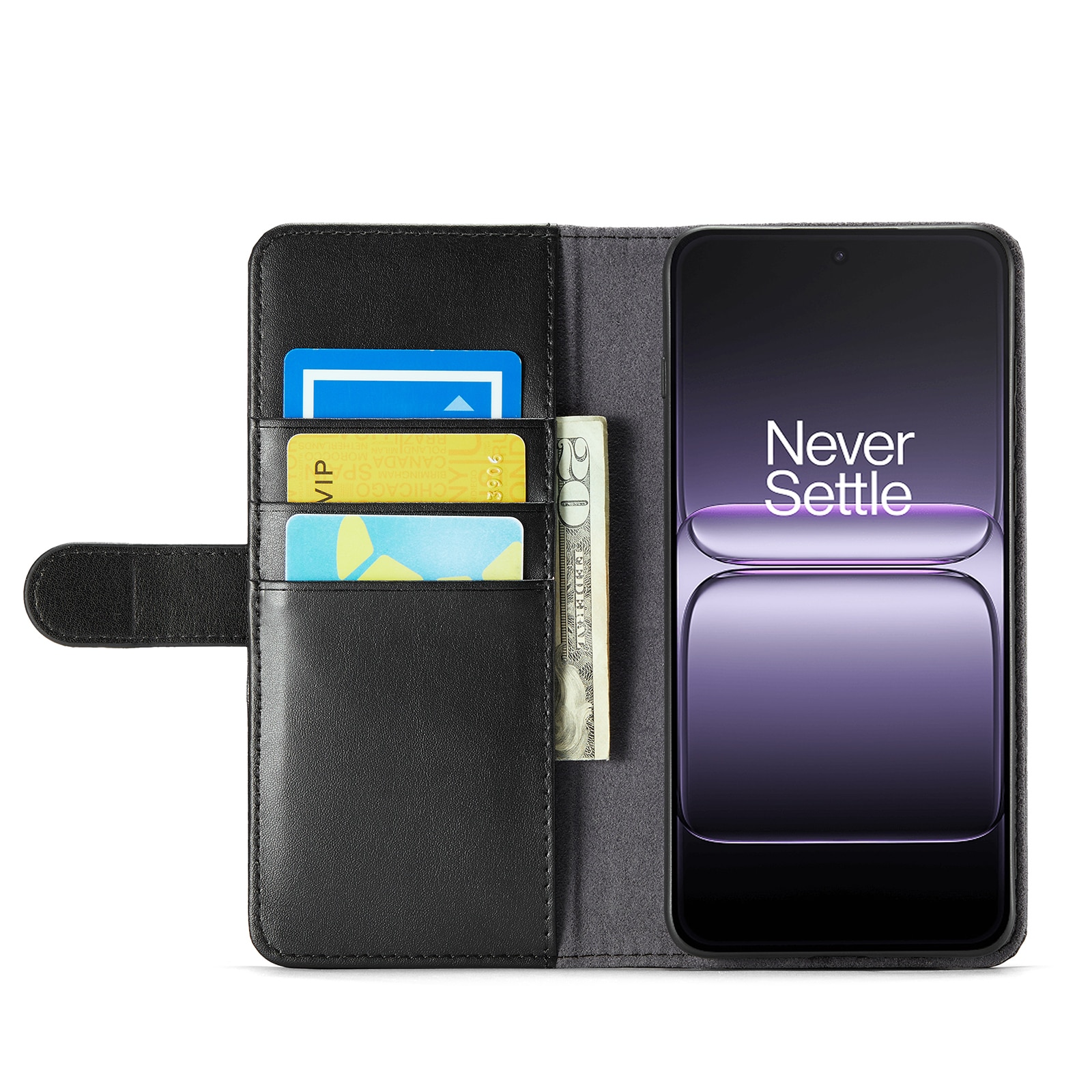  OnePlus Nord 5 Genuine Leather Wallet Case Black