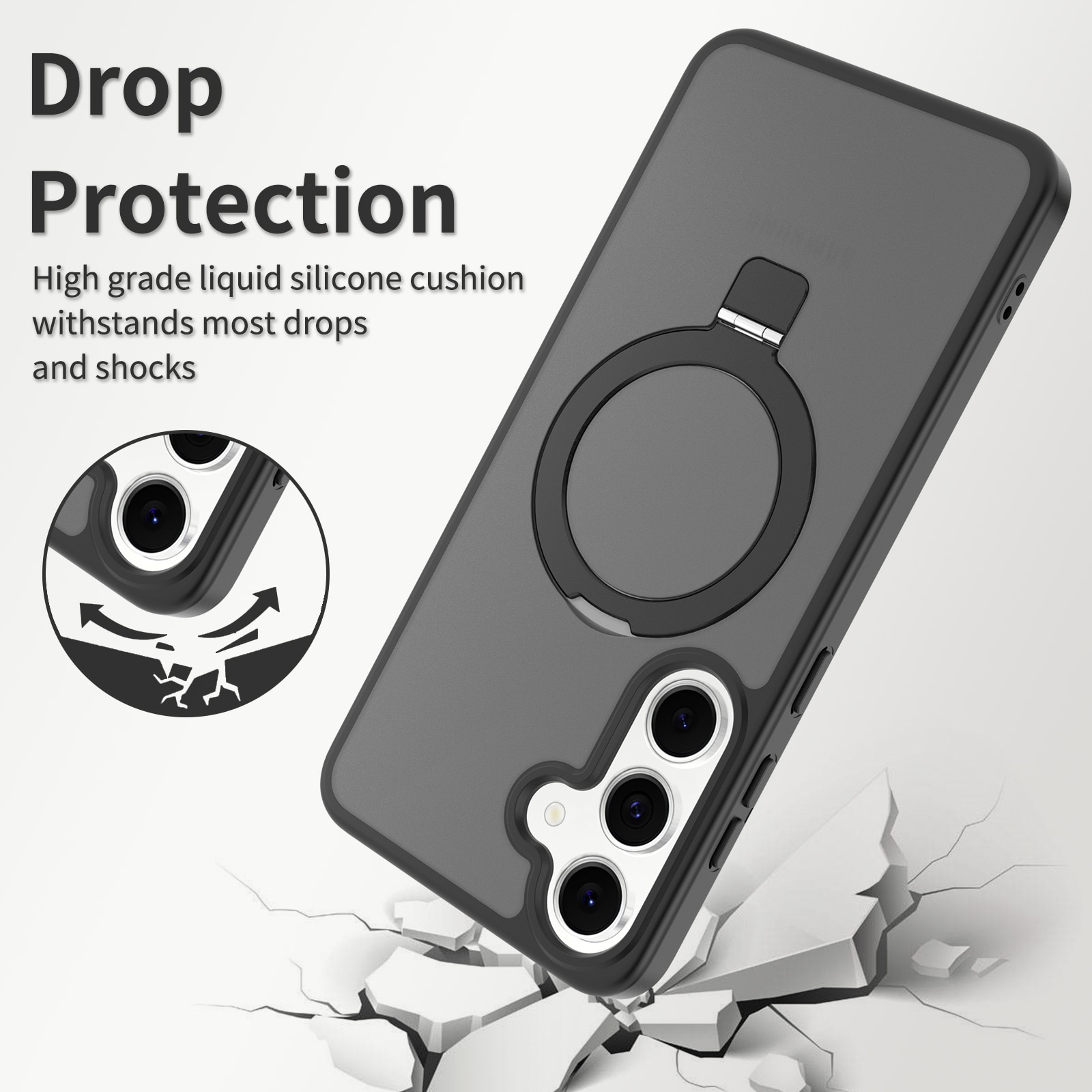 Samsung Galaxy S25 FE Hybrid Case Magnetic Ring Black