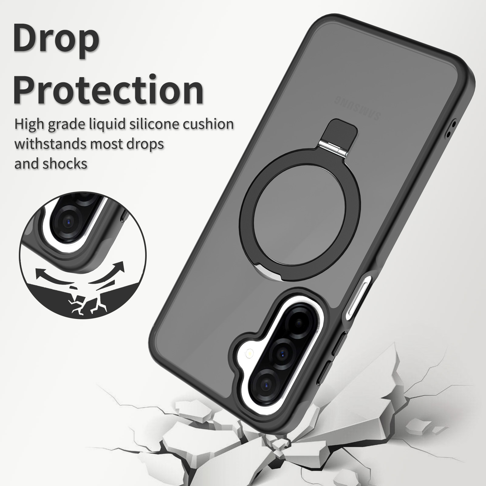 Samsung Galaxy A17 Hybrid Case Magnetic Ring Black
