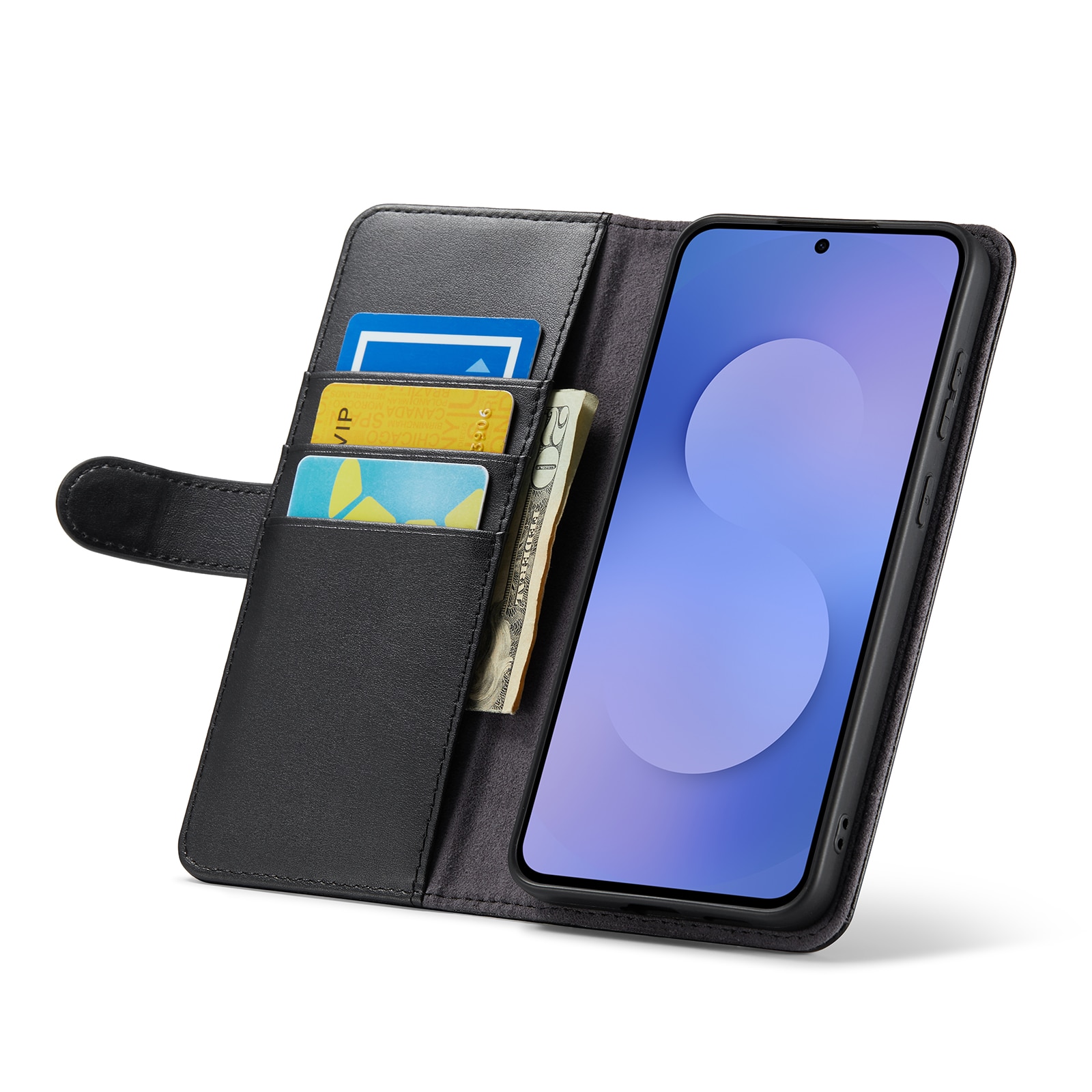 Samsung Galaxy S25 FE Genuine Leather Wallet Case Black