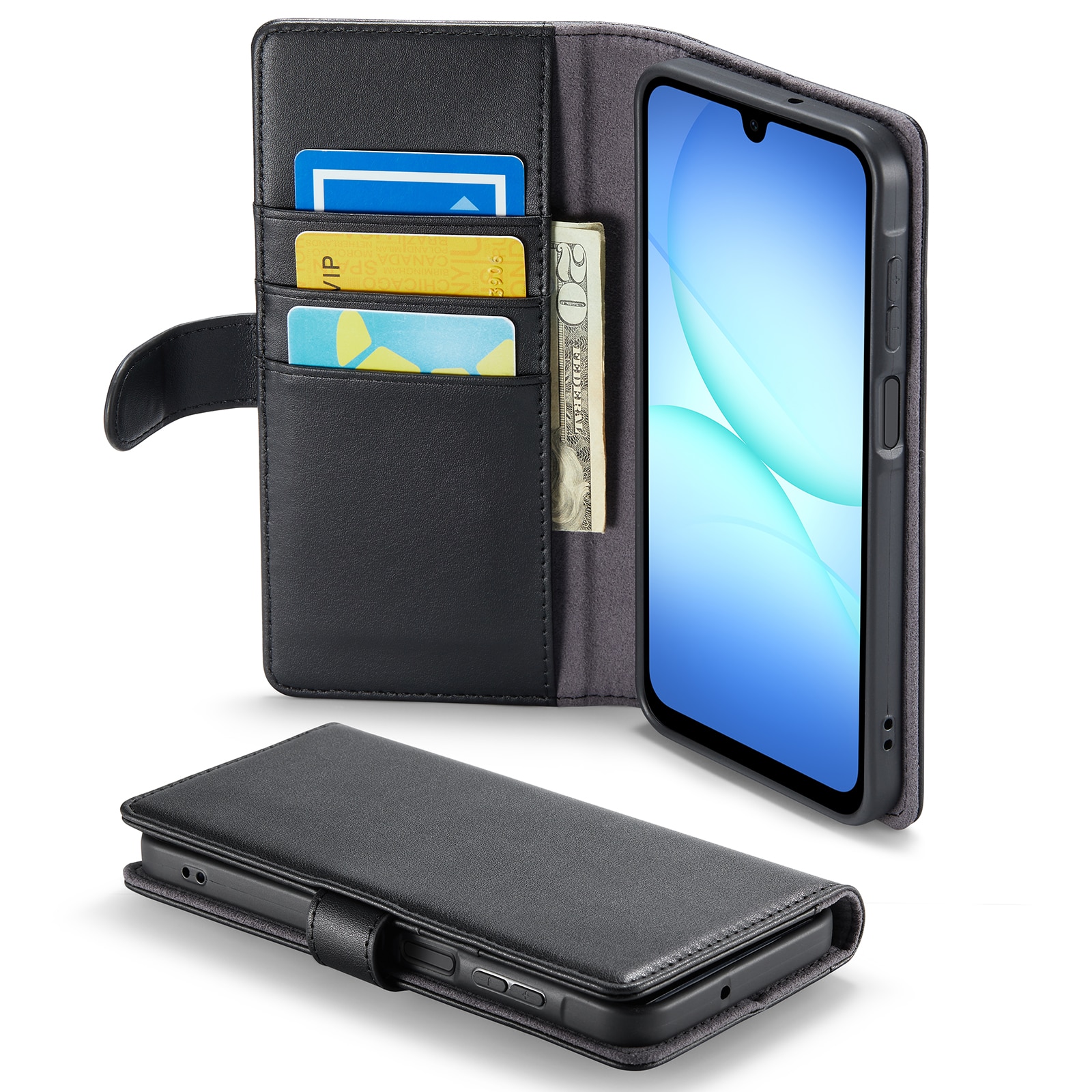 Samsung Galaxy A17 Genuine Leather Wallet Case Black