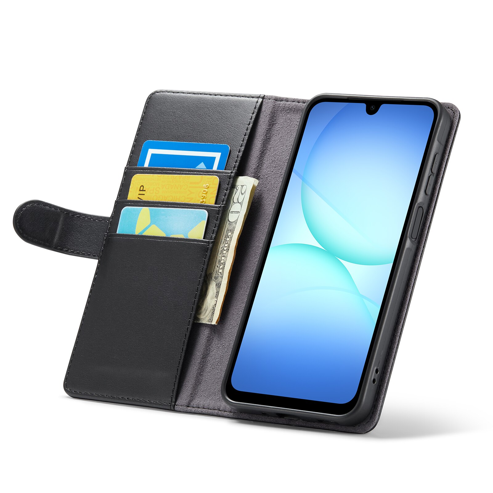  OnePlus 15 Genuine Leather Wallet Case Black