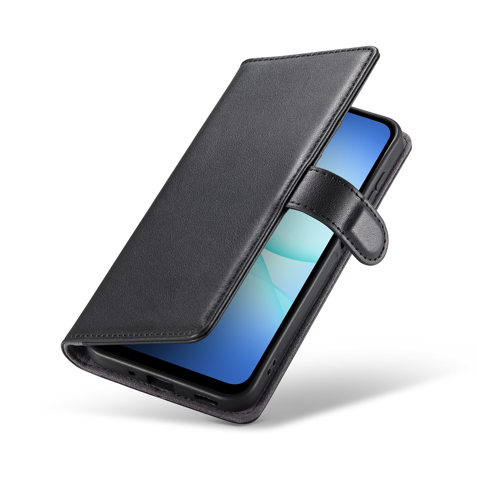  OnePlus 15 Genuine Leather Wallet Case Black