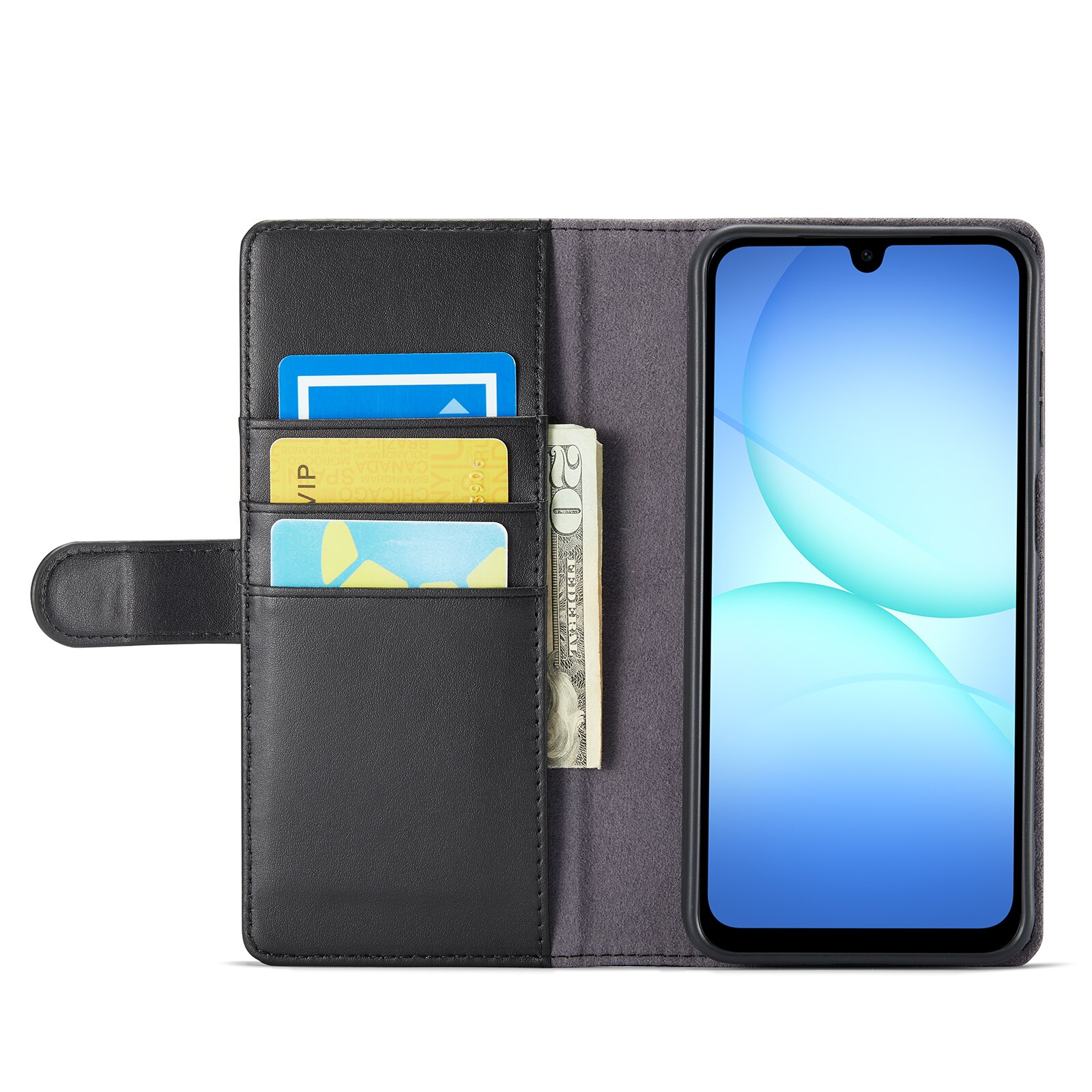 Samsung Galaxy A17 Genuine Leather Wallet Case Black