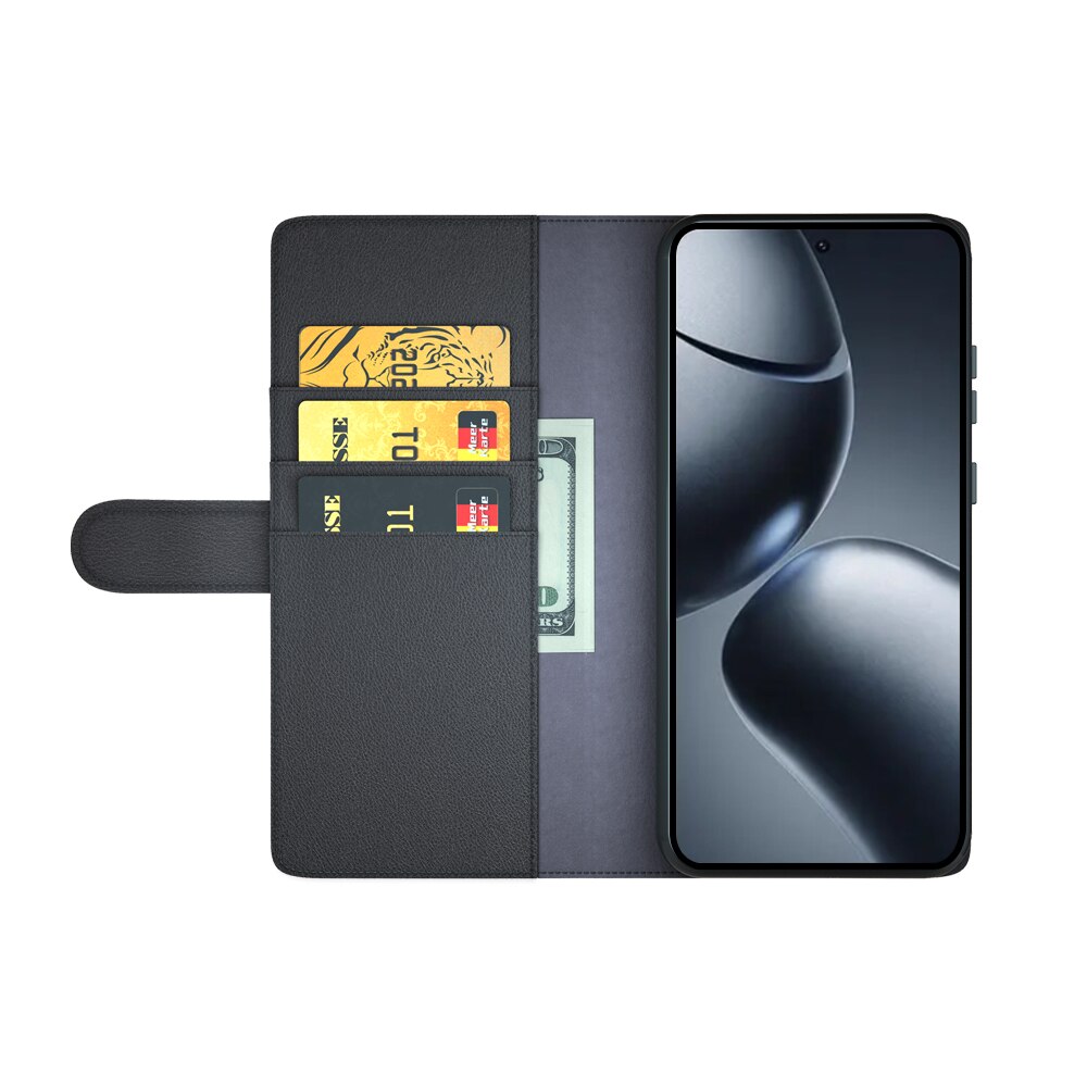 Xiaomi 15T Genuine Leather Wallet Case Black