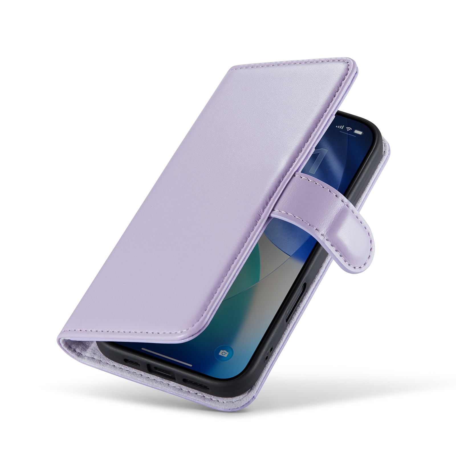 iPhone 17 Genuine Leather Wallet Case Purple