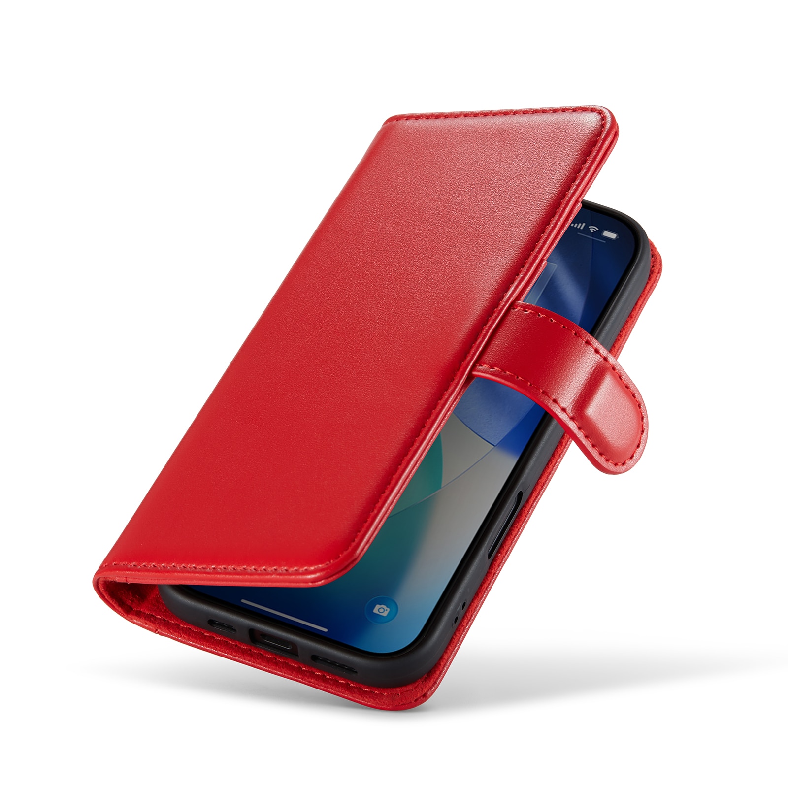 iPhone 17 Genuine Leather Wallet Case Red