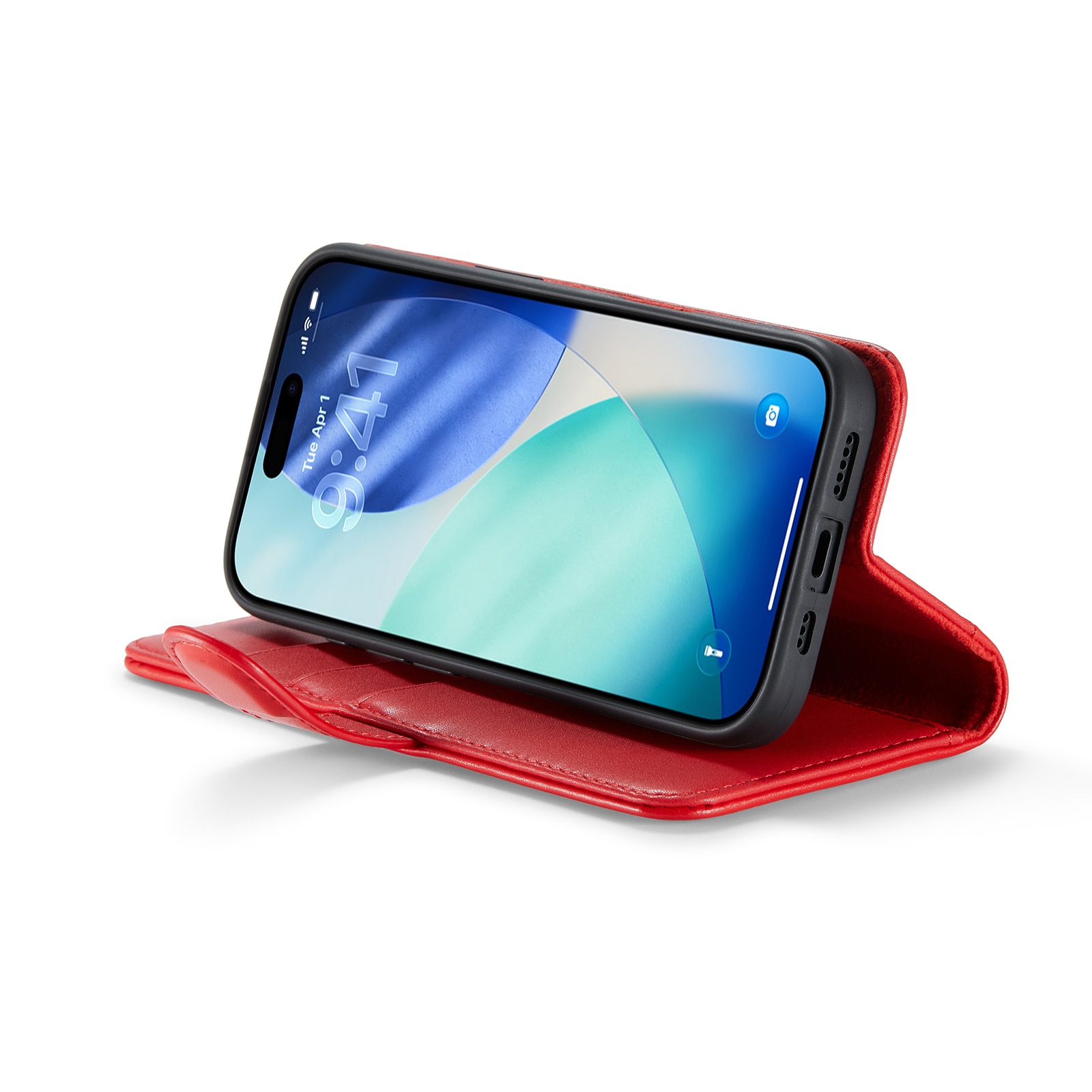 iPhone 17 Genuine Leather Wallet Case Red