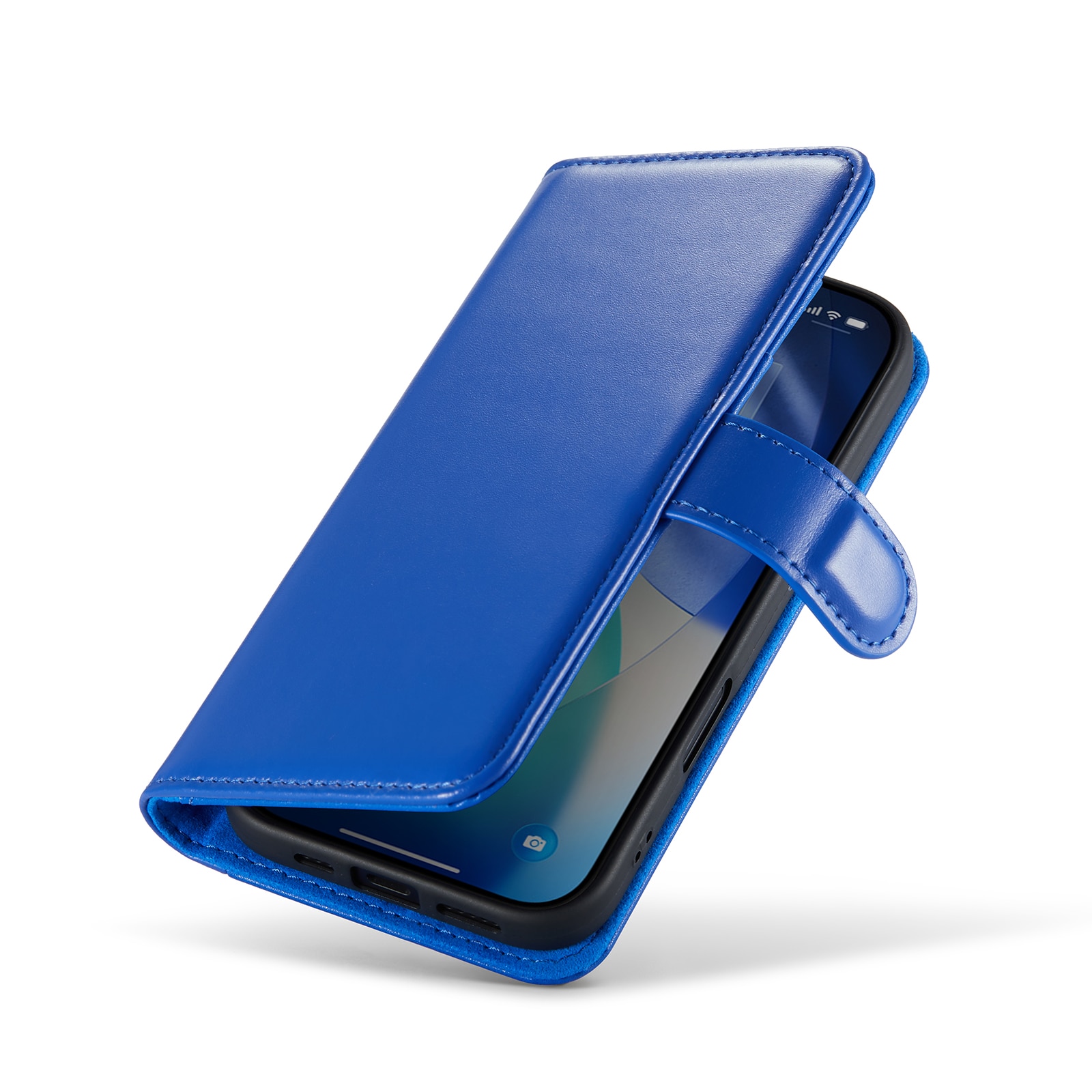iPhone 17 Genuine Leather Wallet Case Blue