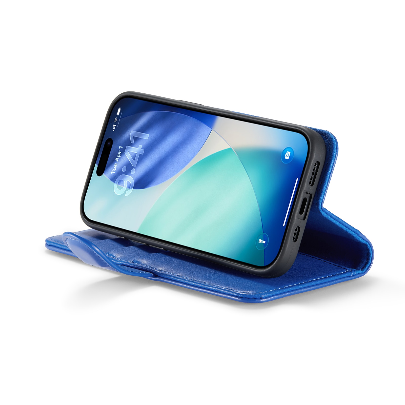 iPhone 17 Genuine Leather Wallet Case Blue
