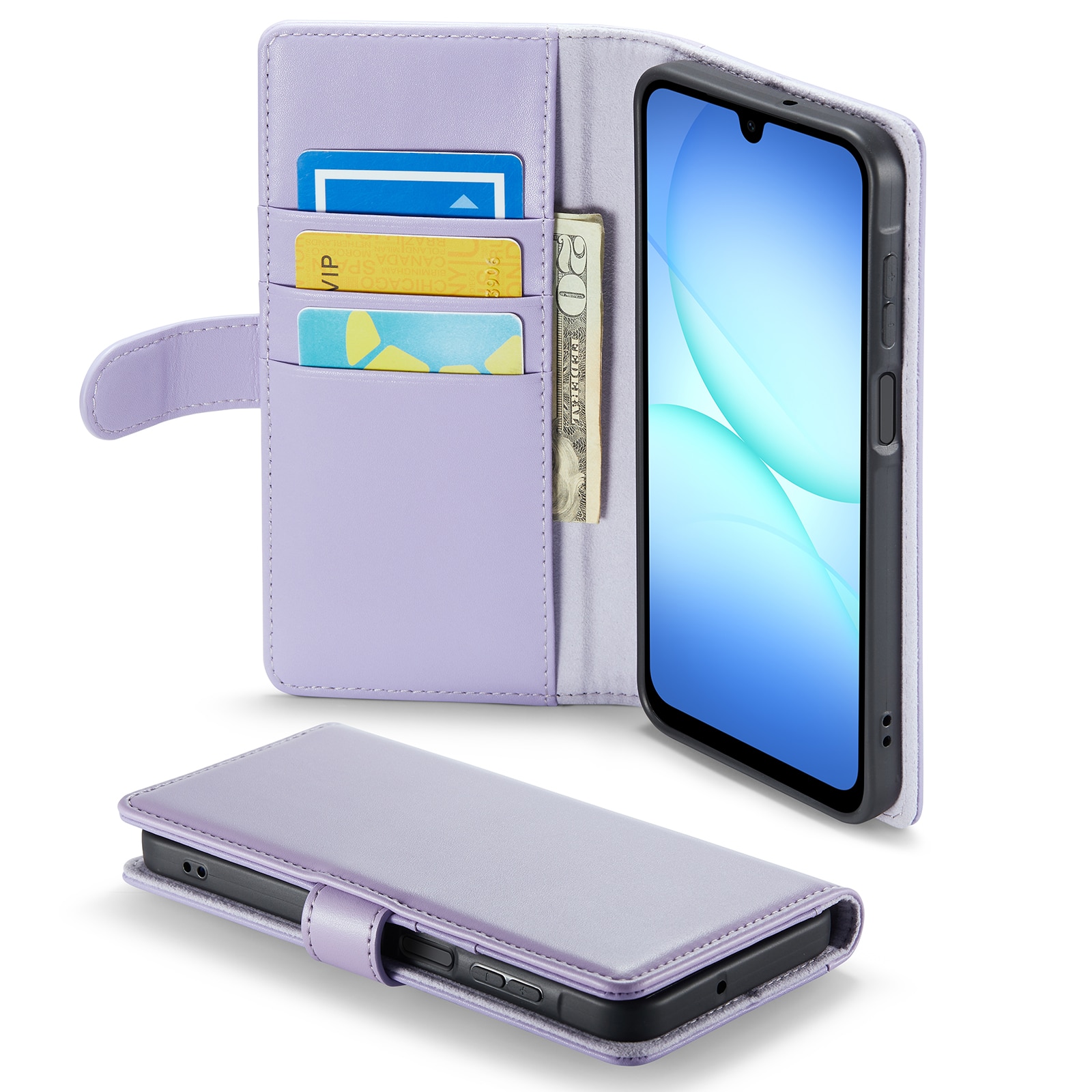 Samsung Galaxy A17 Genuine Leather Wallet Case Purple