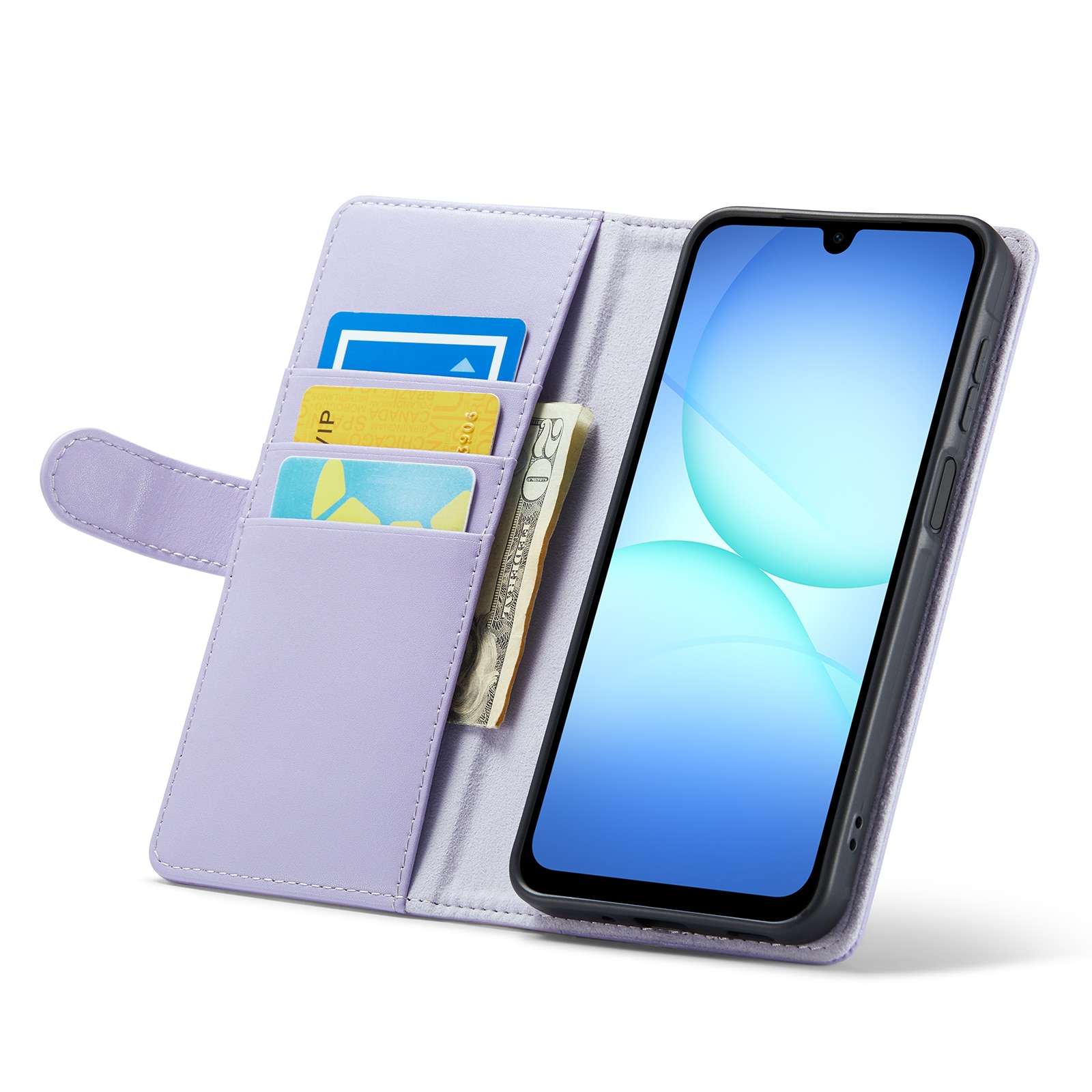 Samsung Galaxy A17 Genuine Leather Wallet Case Purple