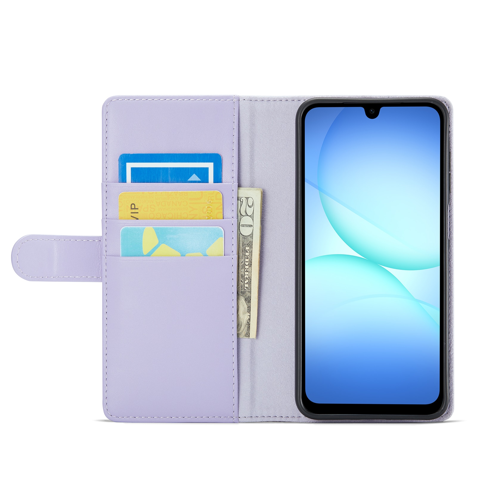 Samsung Galaxy A17 Genuine Leather Wallet Case Purple