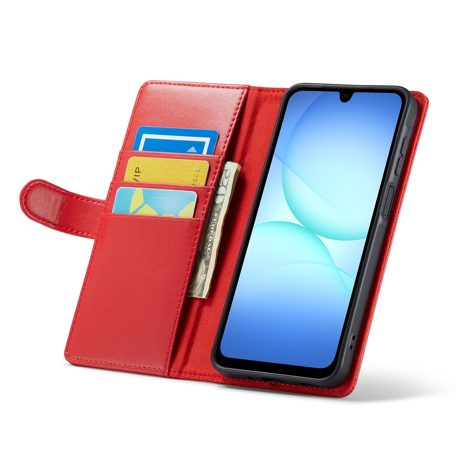 Samsung Galaxy A17 Genuine Leather Wallet Case Red