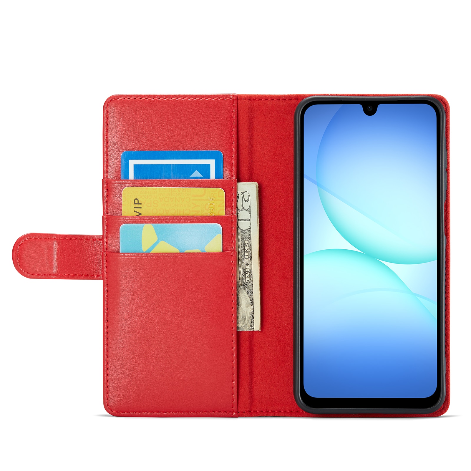 Samsung Galaxy A17 Genuine Leather Wallet Case Red