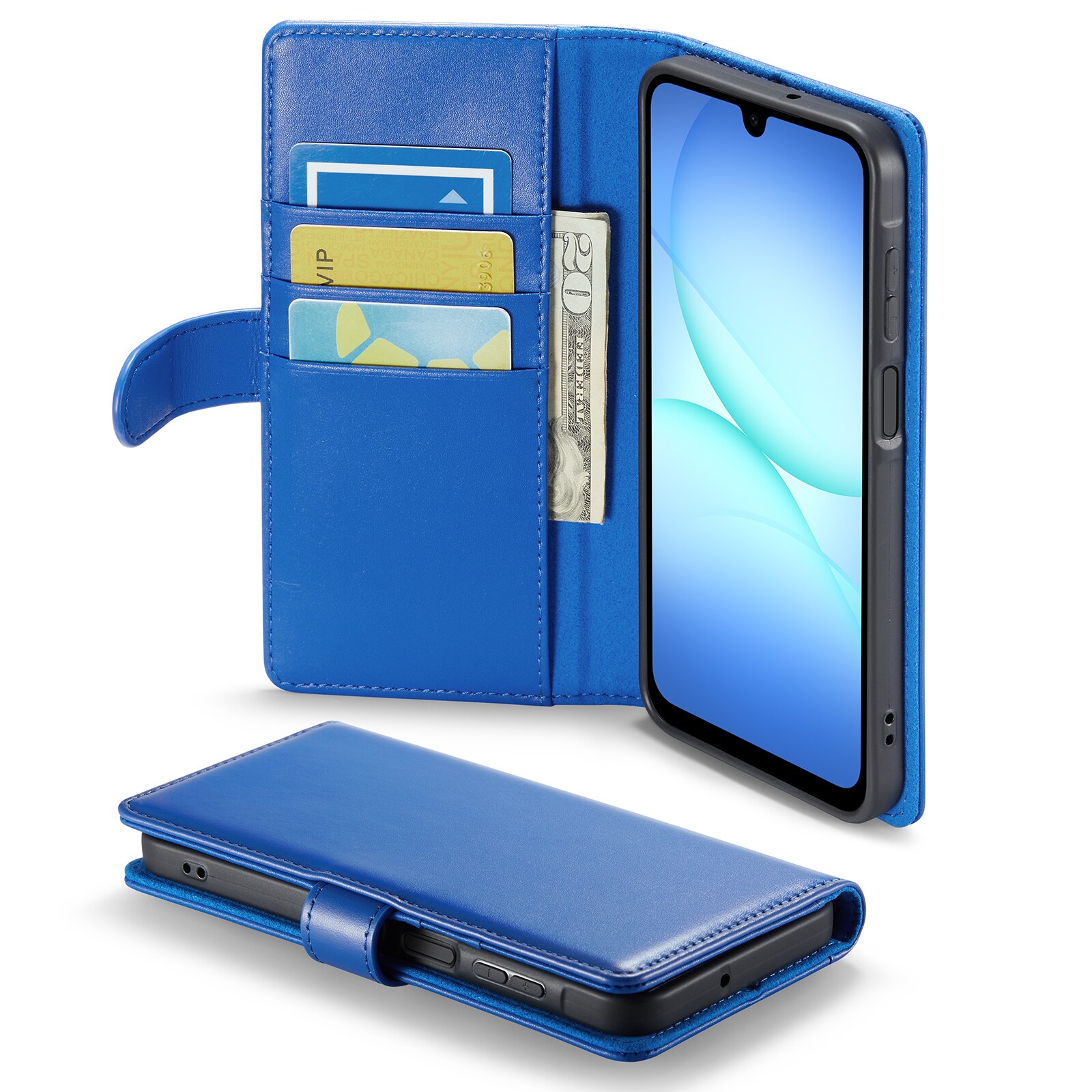 Samsung Galaxy A17 Genuine Leather Wallet Case Blue