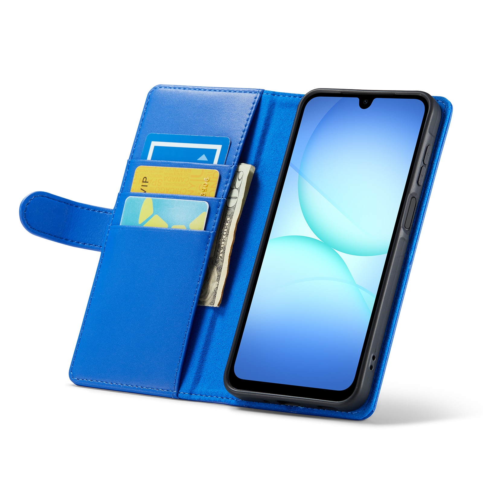 Samsung Galaxy A17 Genuine Leather Wallet Case Blue