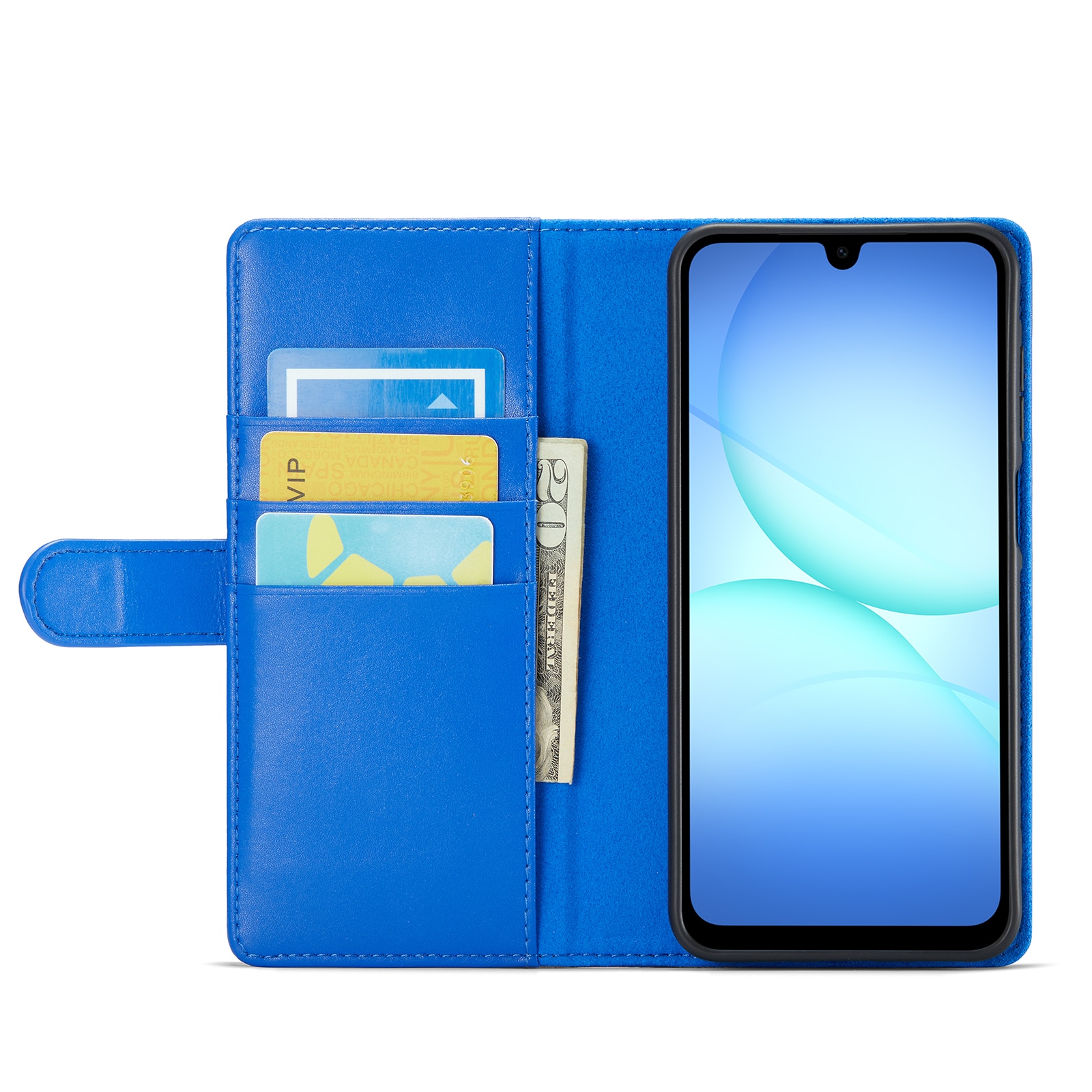 Samsung Galaxy A17 Genuine Leather Wallet Case Blue