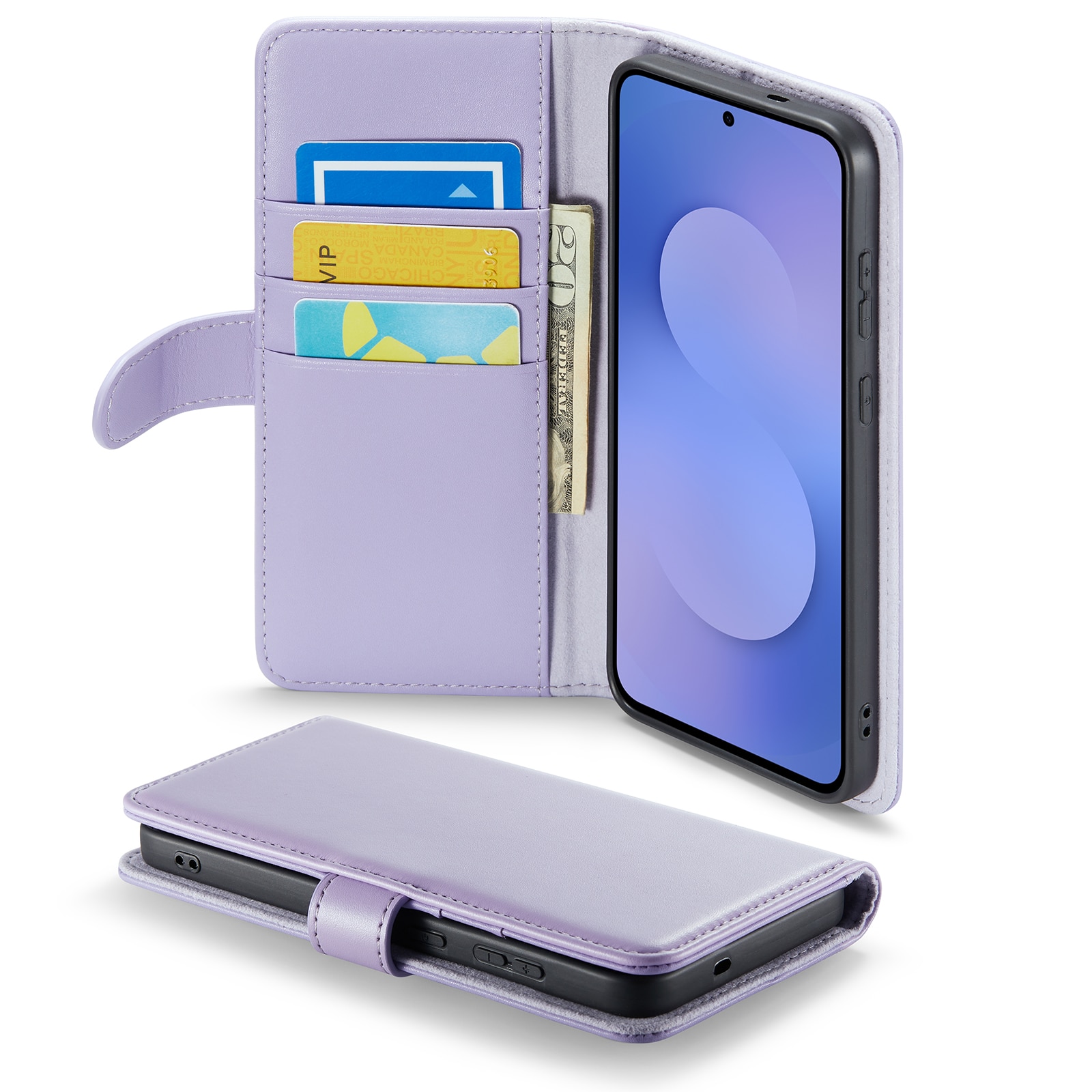 Samsung Galaxy S25 FE Genuine Leather Wallet Case Purple